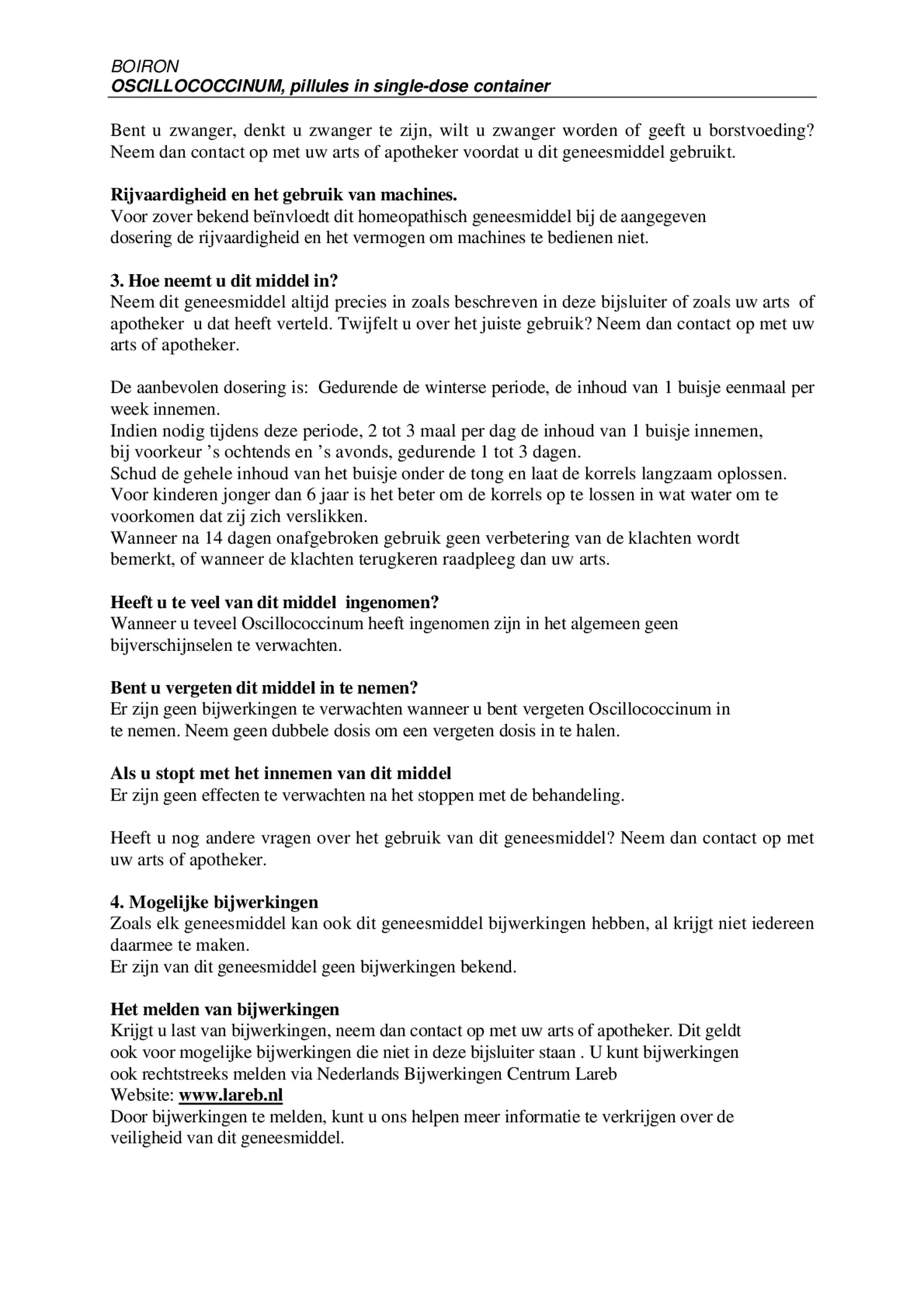 Oscillococcinum afbeelding van document #2, bijsluiter