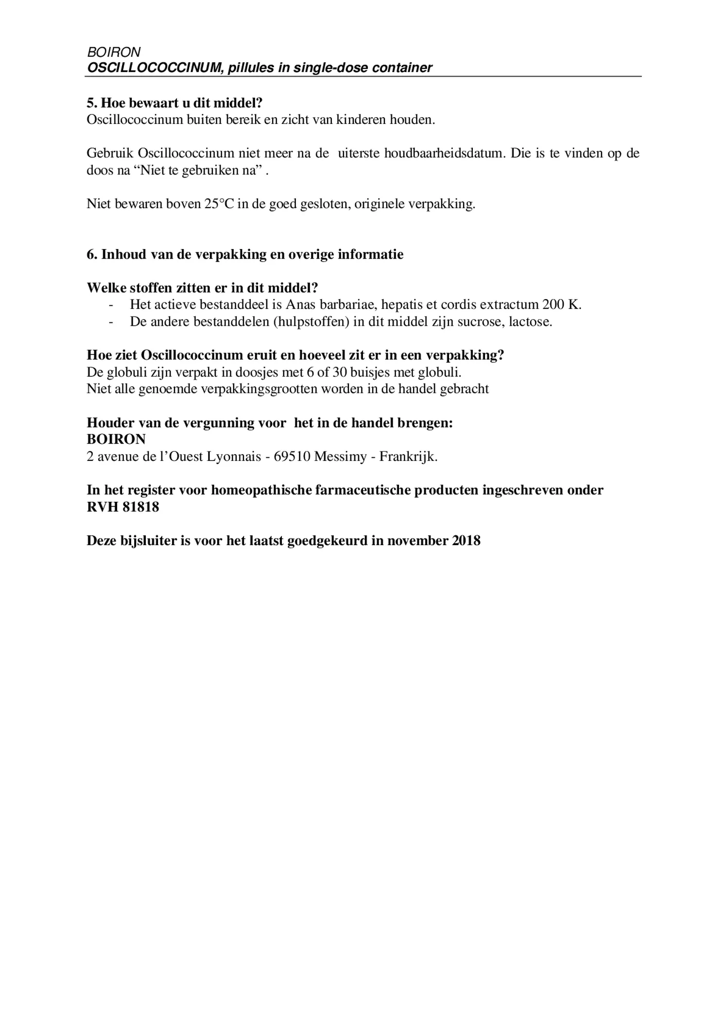 Oscillococcinum afbeelding van document #3, bijsluiter