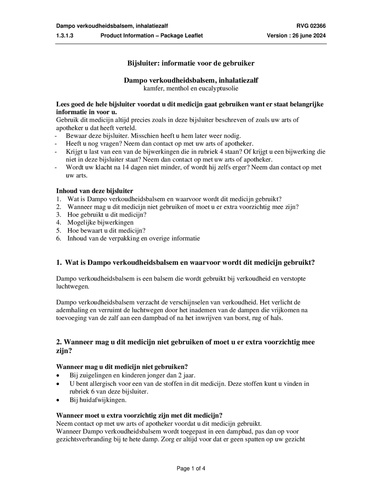 Verkoudheidsbalsem afbeelding van document #1, bijsluiter