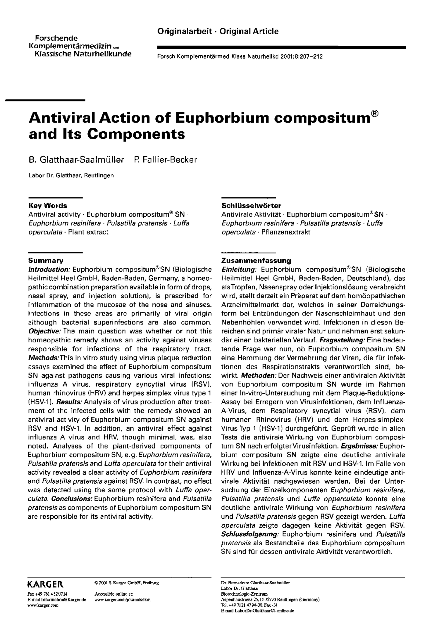 Euphorbium Compositum Tabletten afbeelding van document #1, productonderzoek