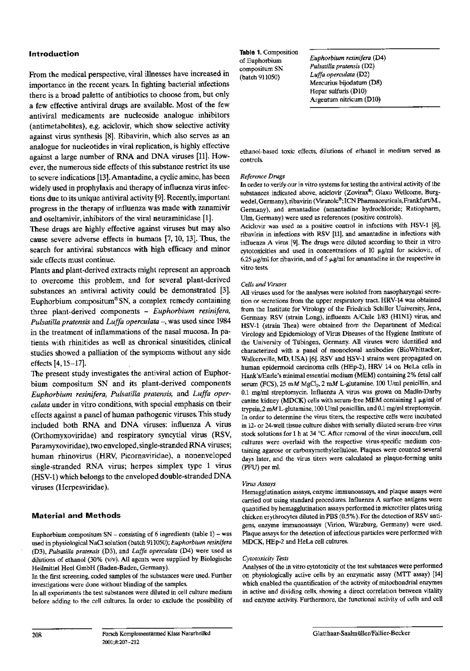 Euphorbium Compositum Tabletten afbeelding van document #2, productonderzoek