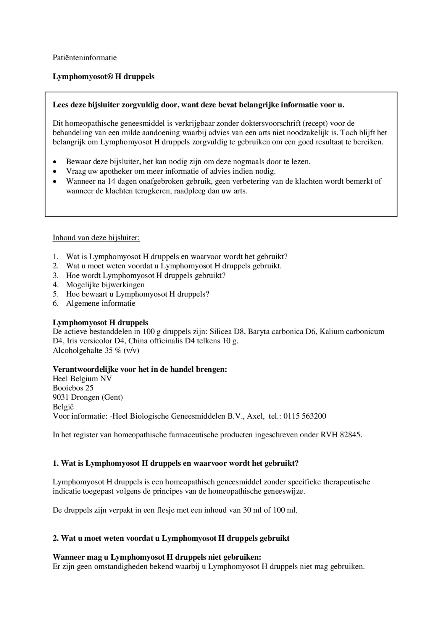 Lymphomyosot H afbeelding van document #1, bijsluiter