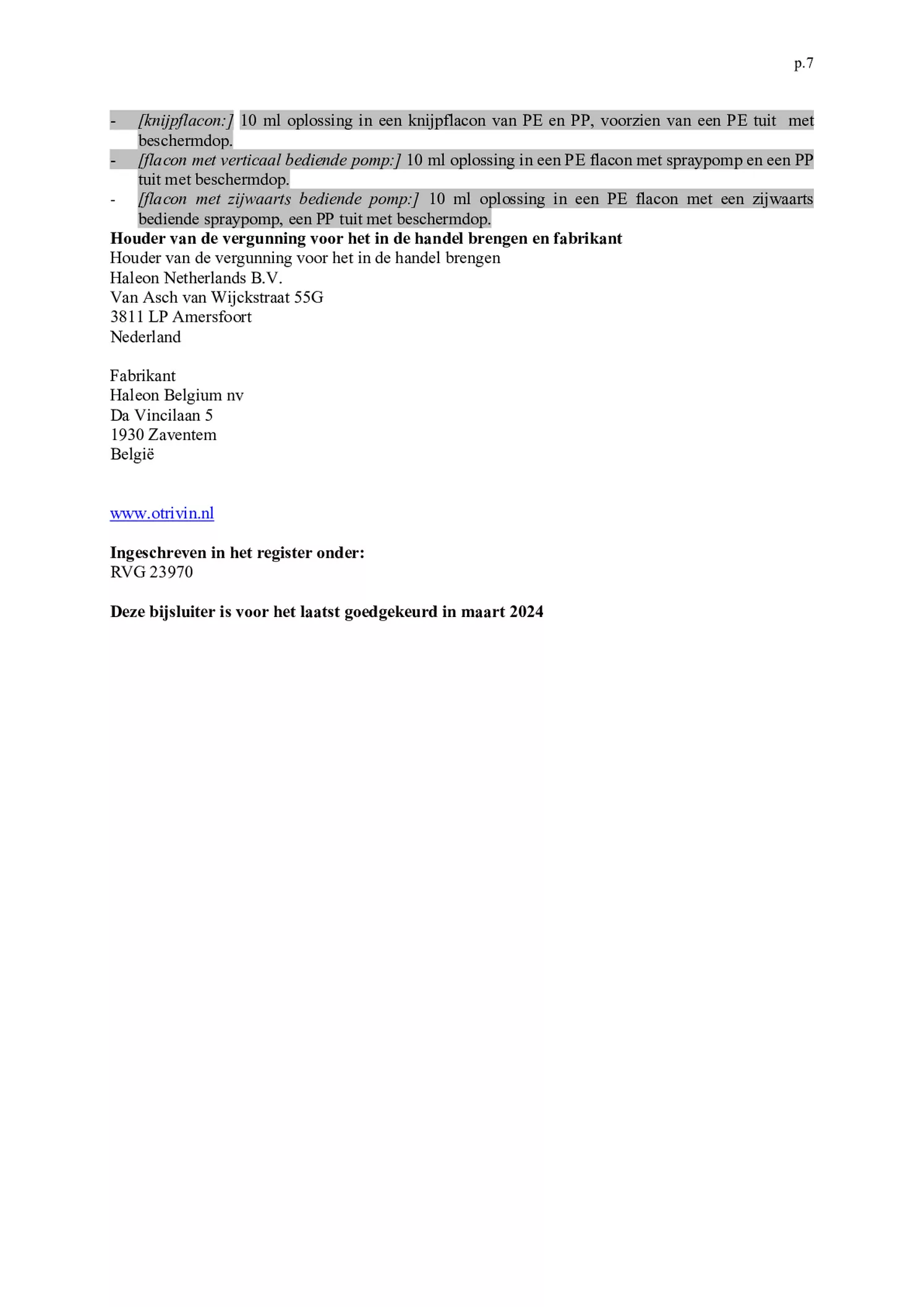 Xylometazoline HCI 1 mg/ml Neusspray bij een verstopte neus afbeelding van document #7, bijsluiter