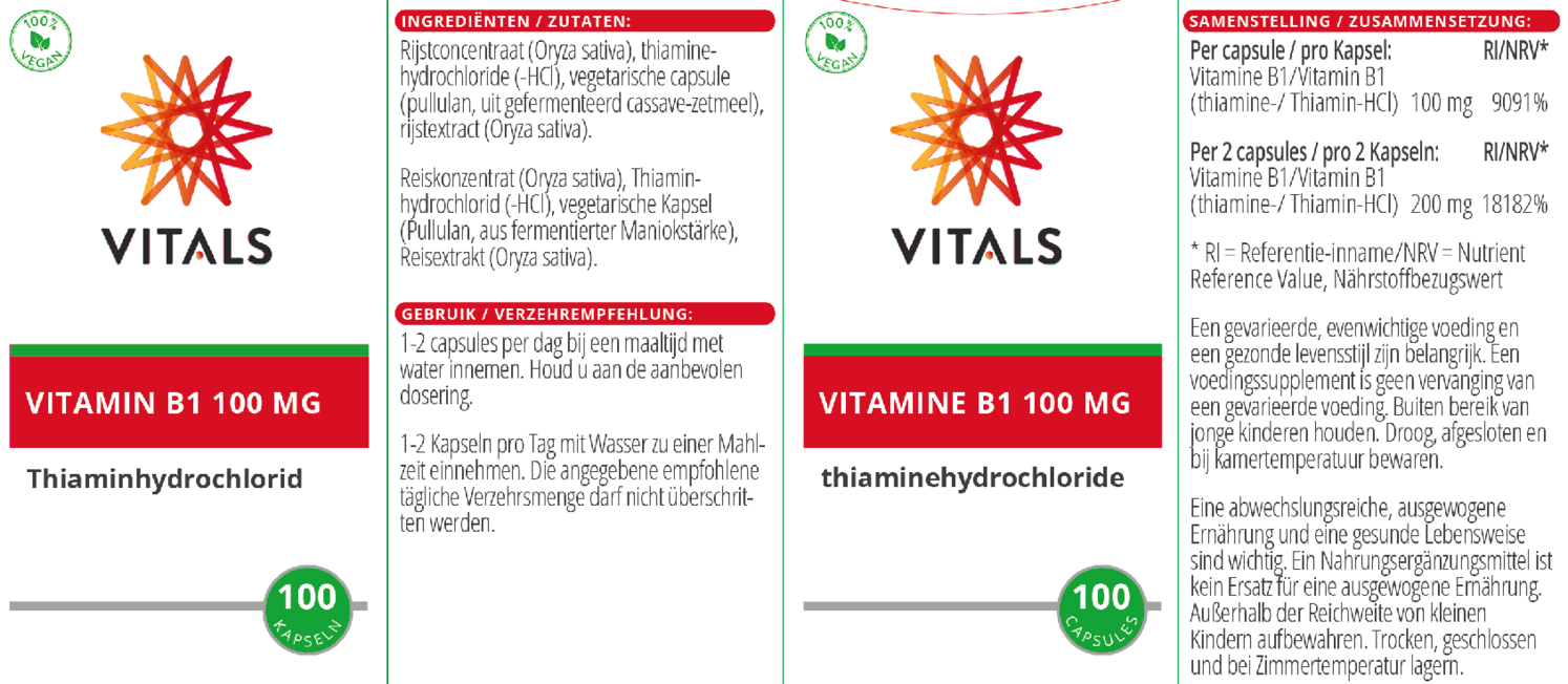 Vitamine B1 100mg Capsules afbeelding van document #1, etiket