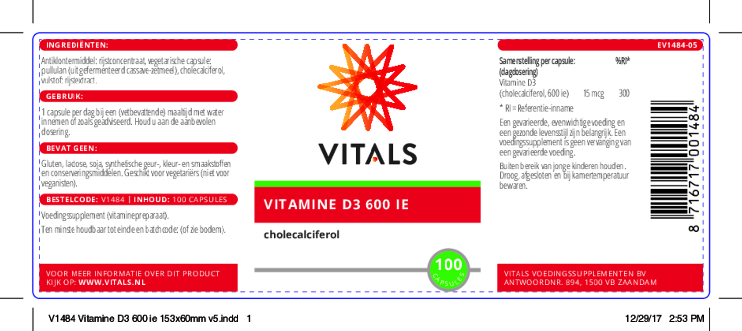 Vitamine D3 600 IE Capsules afbeelding van document #1, etiket
