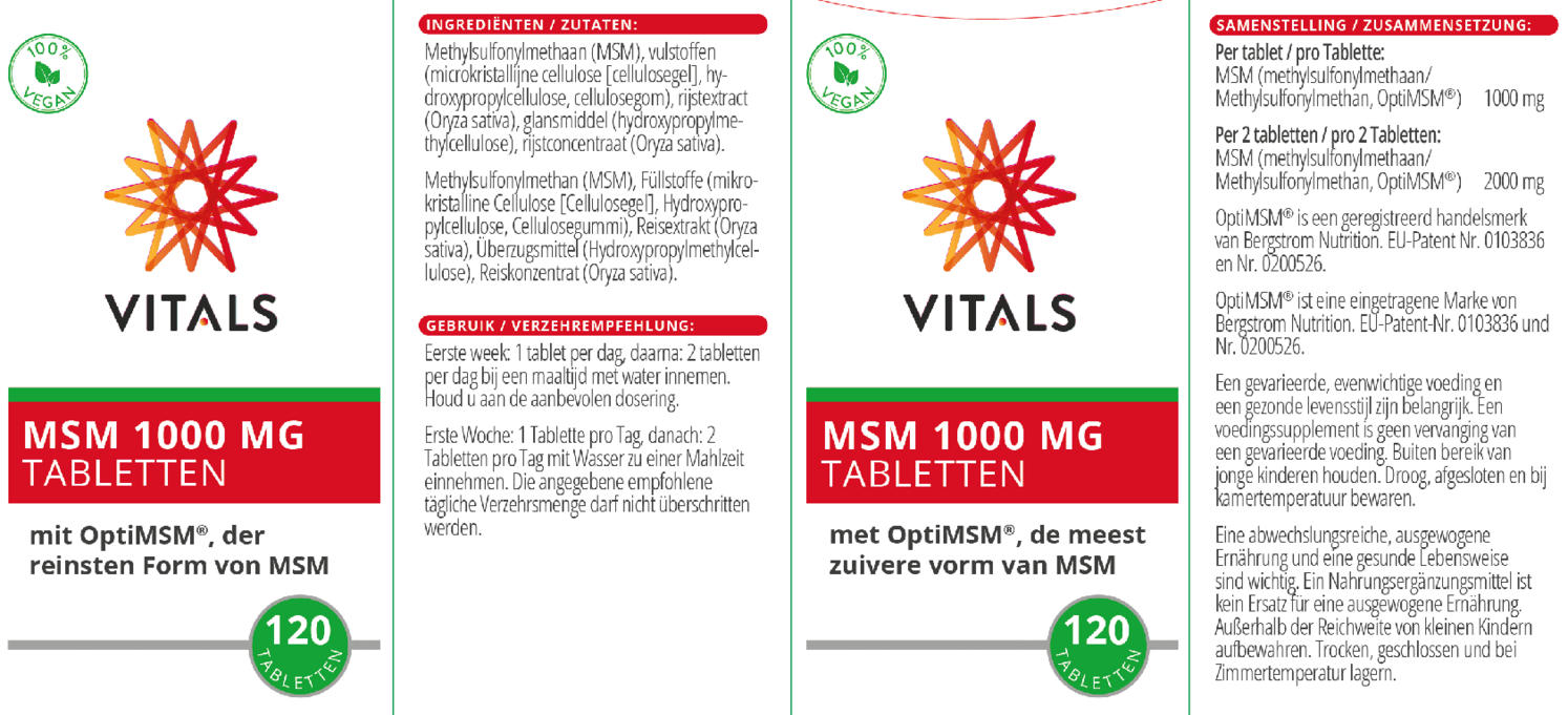 MSM 1000mg Tabletten afbeelding van document #1, etiket