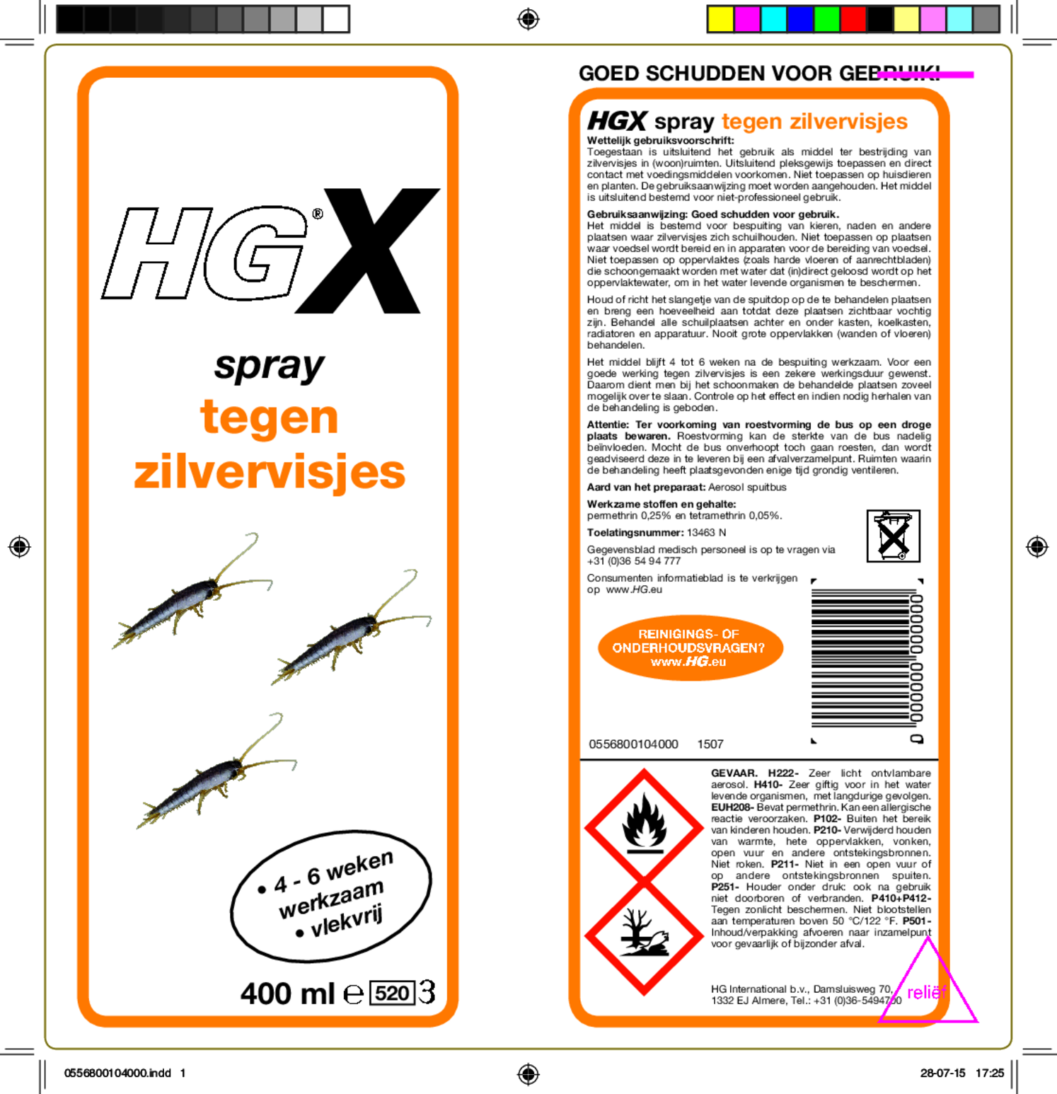 X Spray Tegen Zilvervisjes afbeelding van document #1, etiket