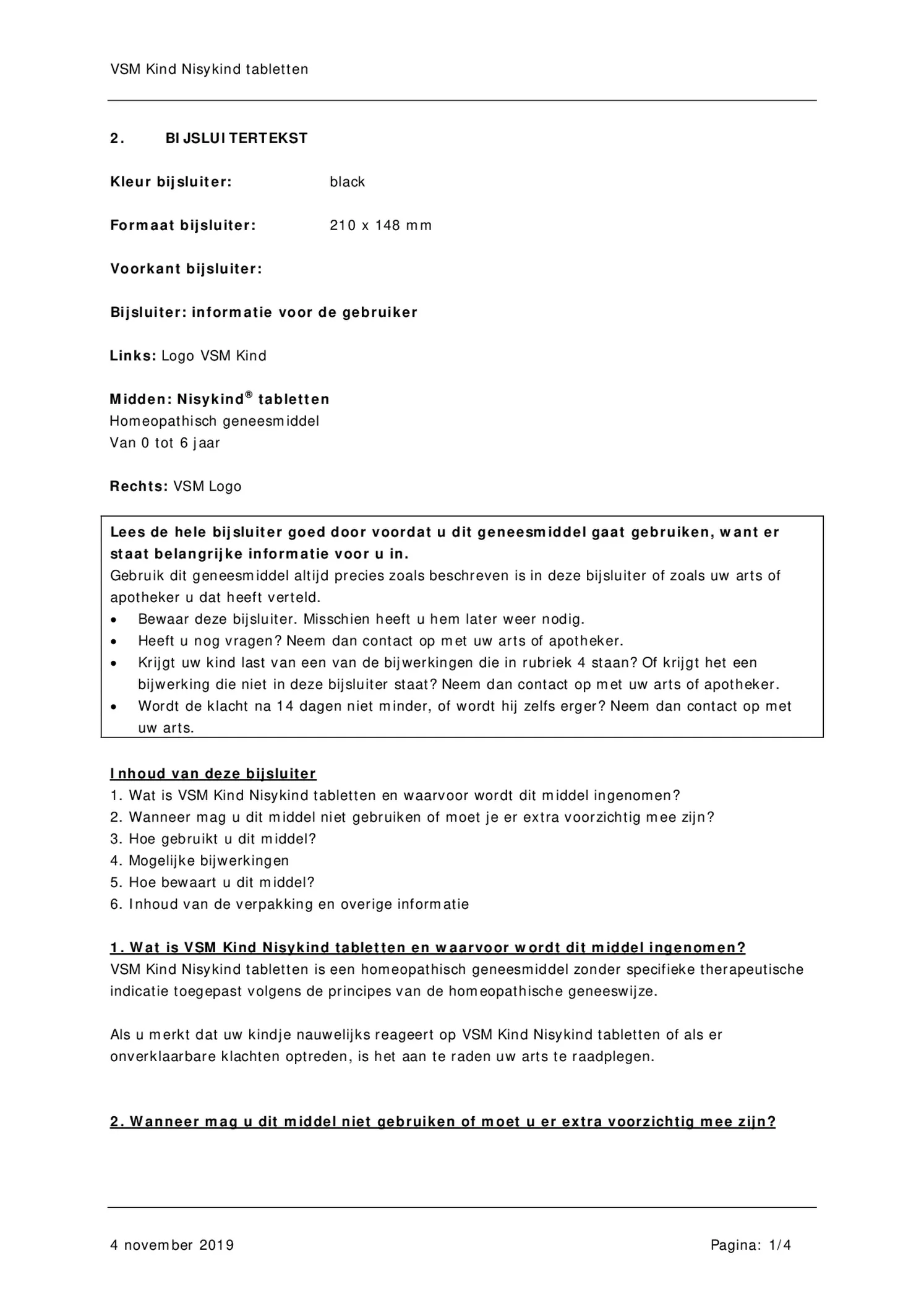 Kind 0-6 Nisykind Tabletten afbeelding van document #1, bijsluiter