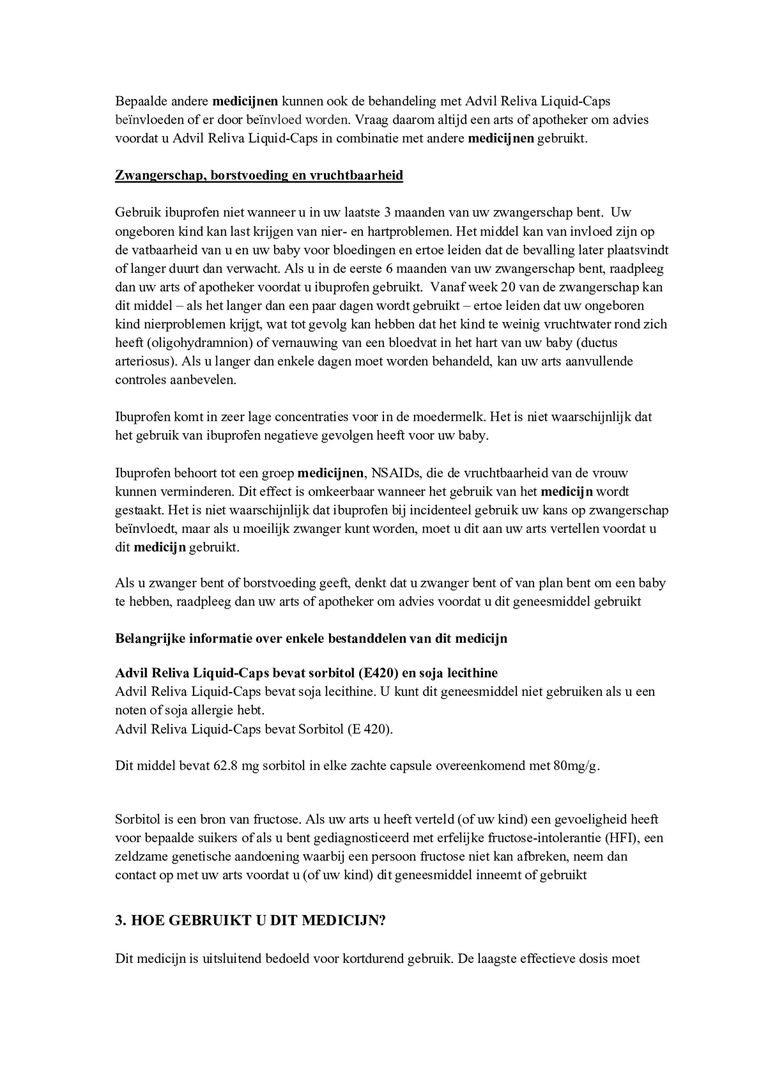 Advil Reliva Liquid Capsules 200 mg - voor pijn en koorts afbeelding van document #4, bijsluiter