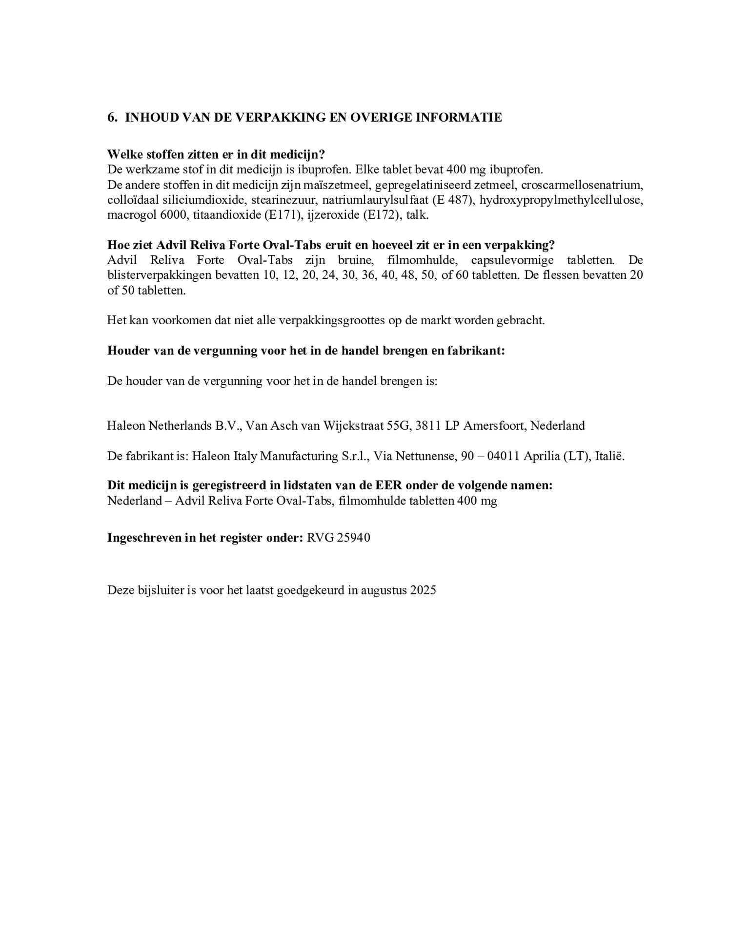 Reliva Forte Oval Tabs 400 mg - voor pijn en koorts afbeelding van document #7, bijsluiter