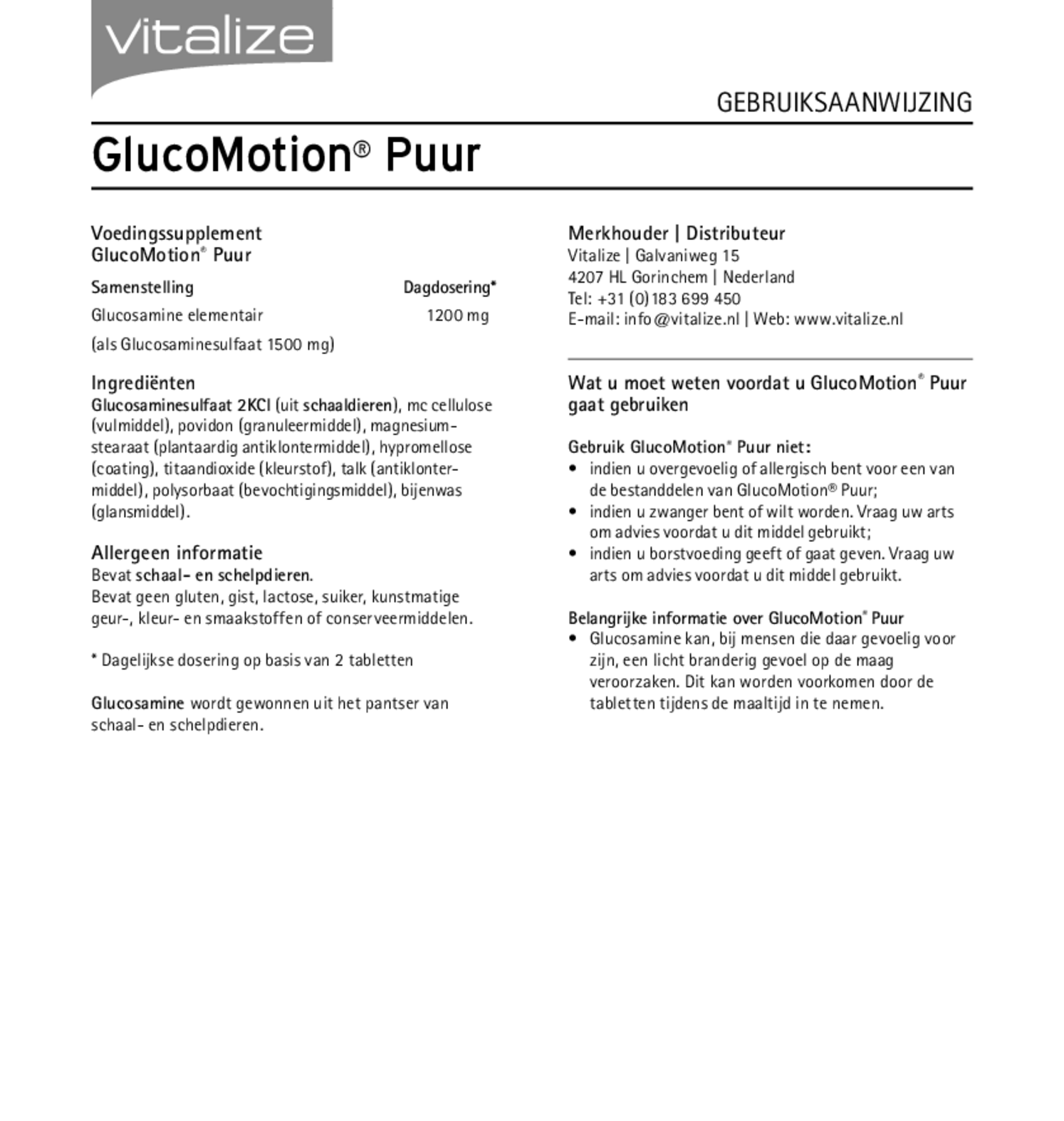 GlucoMotion Puur Tabletten afbeelding van document #1, gebruiksaanwijzing