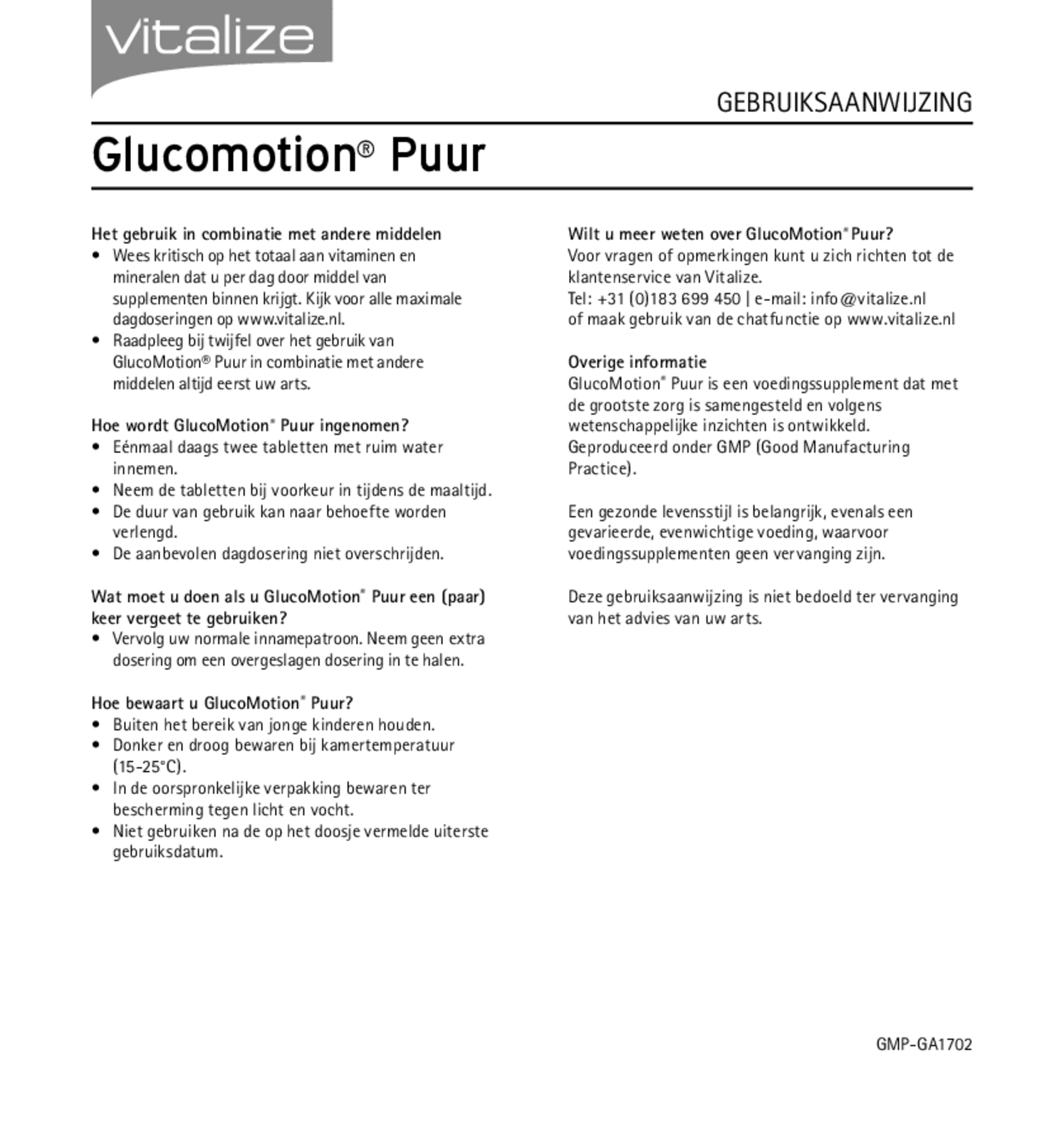 GlucoMotion Puur Tabletten afbeelding van document #2, gebruiksaanwijzing