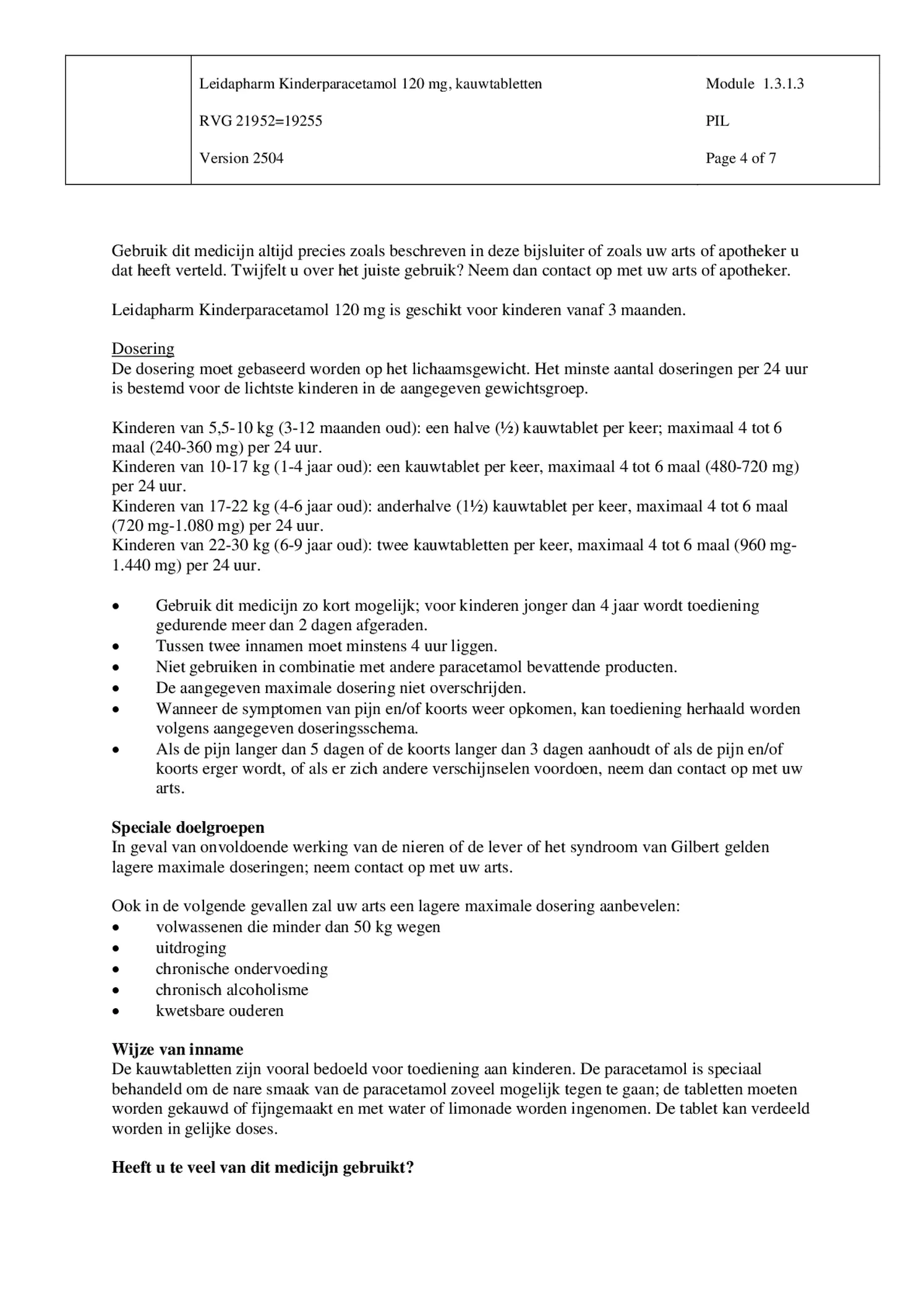Kind Paracetamol Kauwtabletten 120mg afbeelding van document #4, bijsluiter