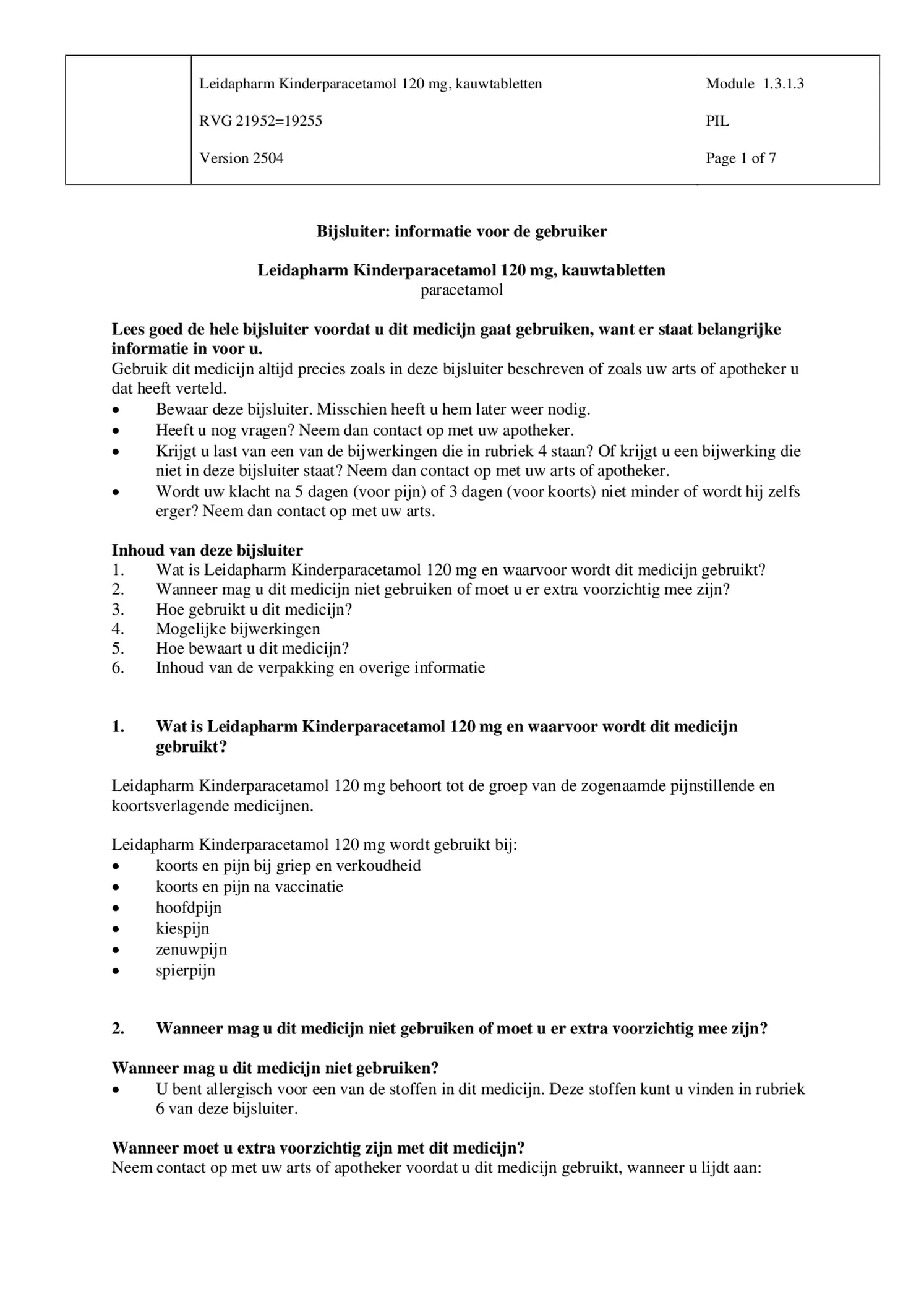 Kind Paracetamol Kauwtabletten 120mg afbeelding van document #1, bijsluiter