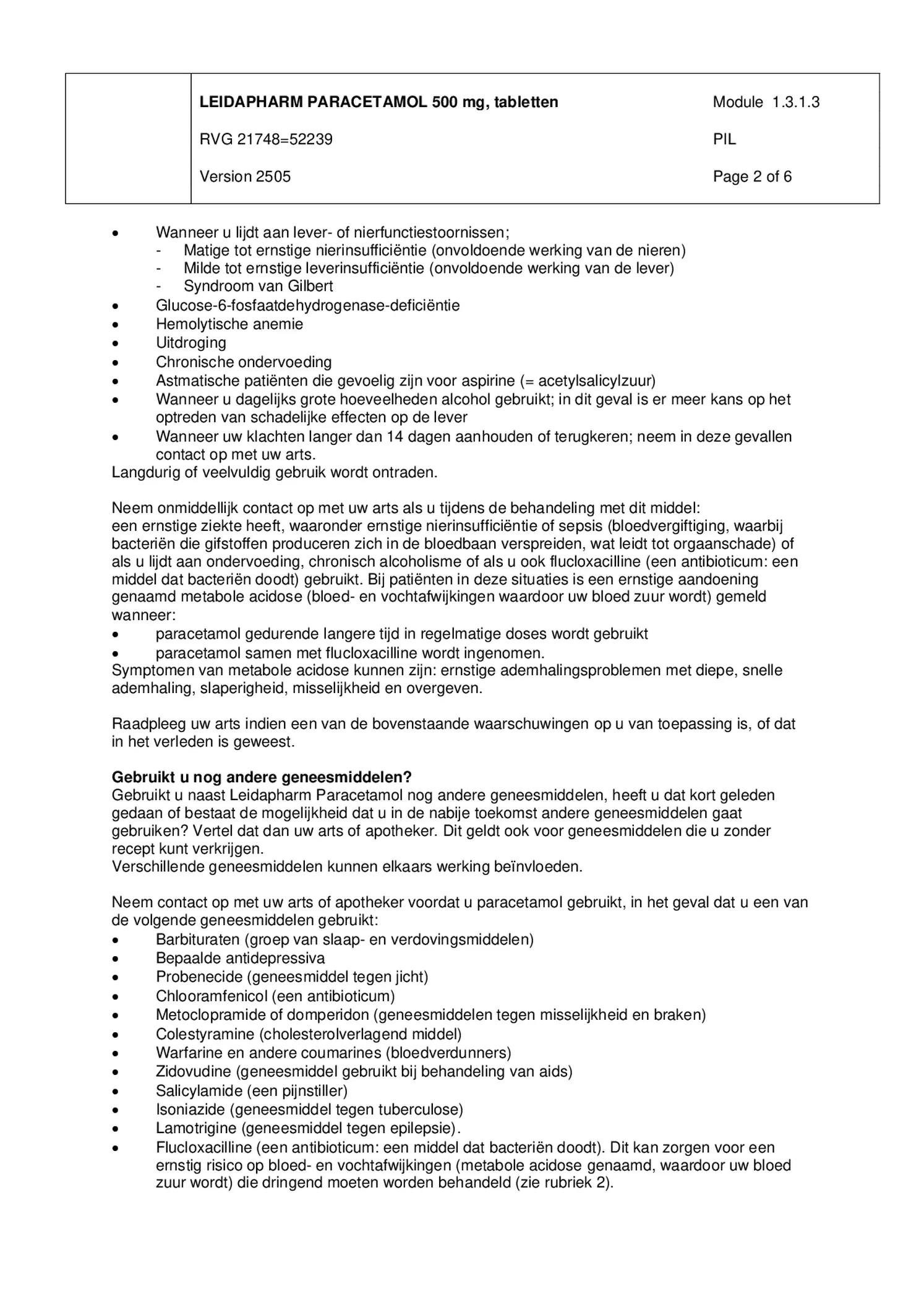 Paracetamol 500mg afbeelding van document #2, bijsluiter