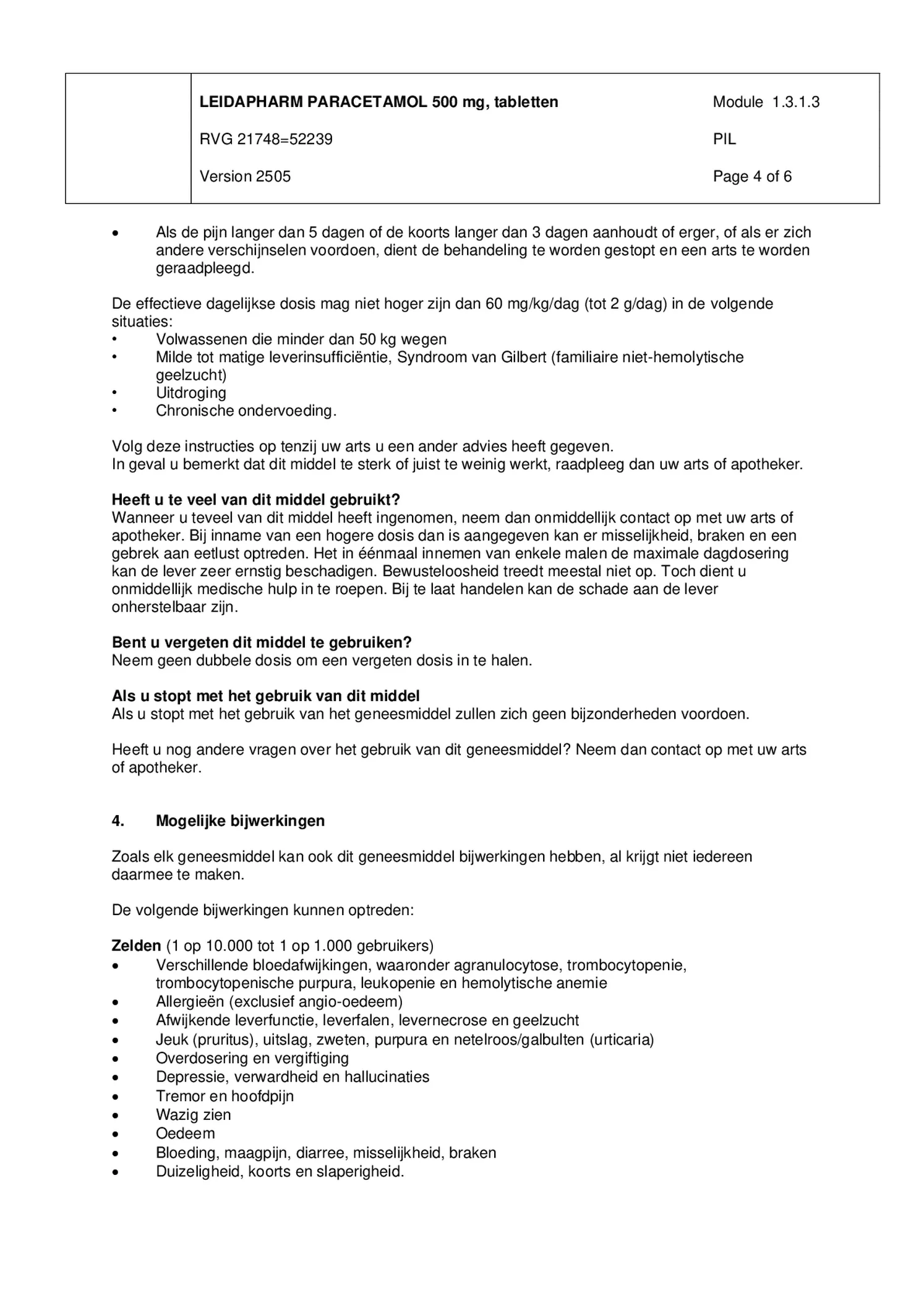 Paracetamol 500mg afbeelding van document #4, bijsluiter