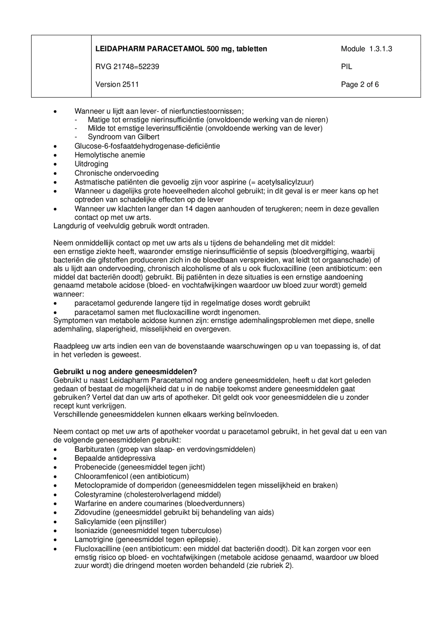 Paracetamol 500mg afbeelding van document #2, bijsluiter