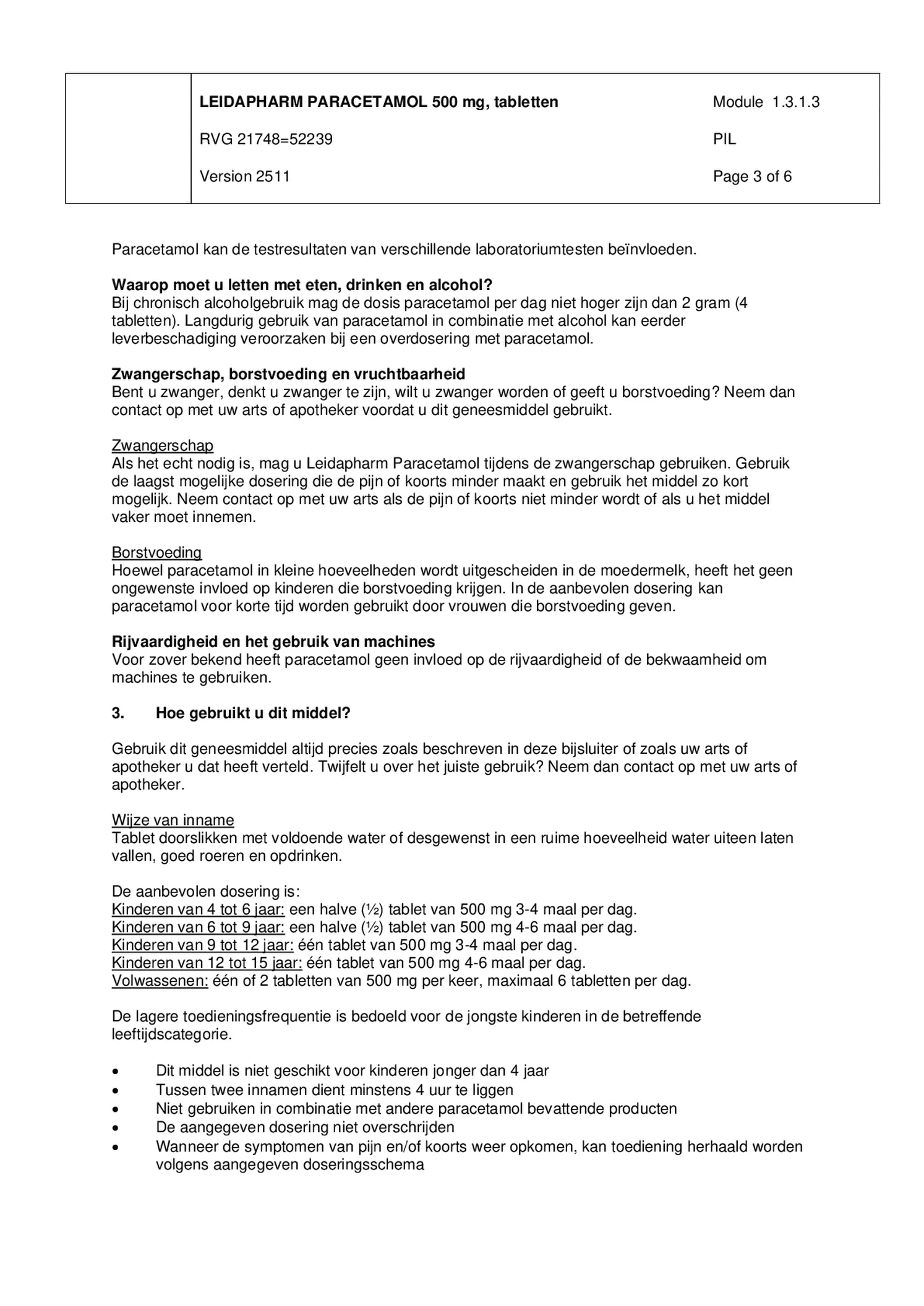 Paracetamol 500mg afbeelding van document #3, bijsluiter