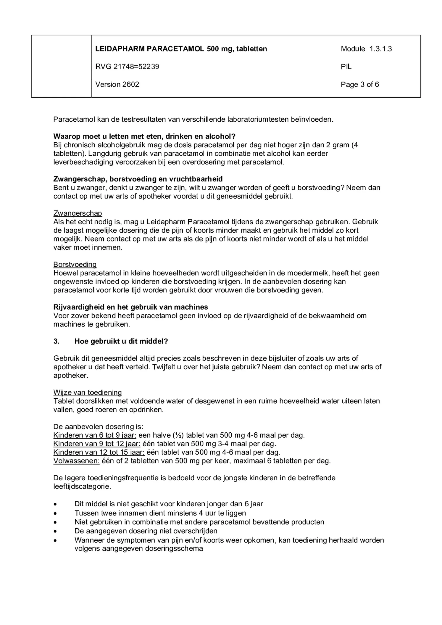 Paracetamol 500mg afbeelding van document #3, bijsluiter