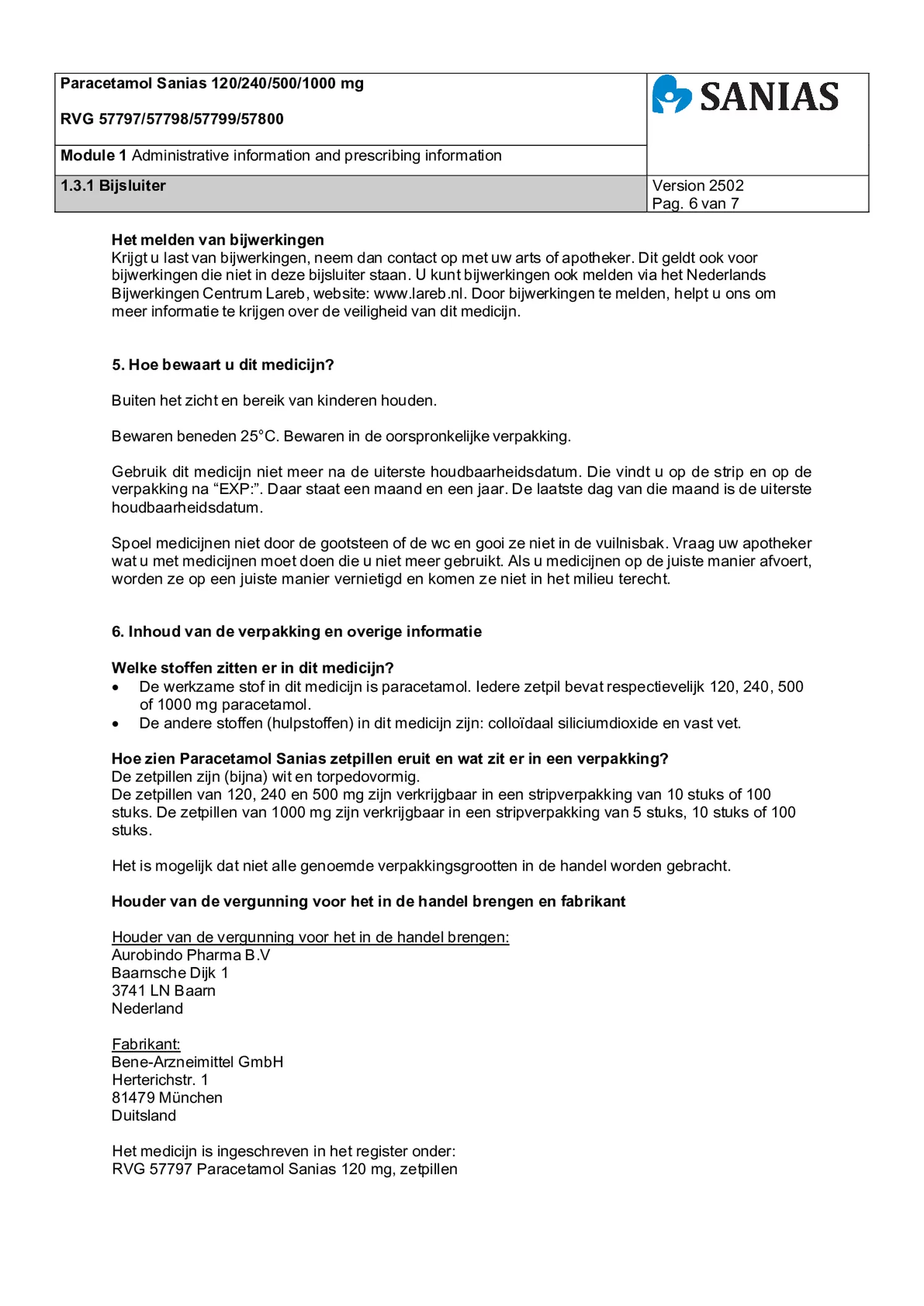 Paracetamol Zetpil 240mg afbeelding van document #6, bijsluiter