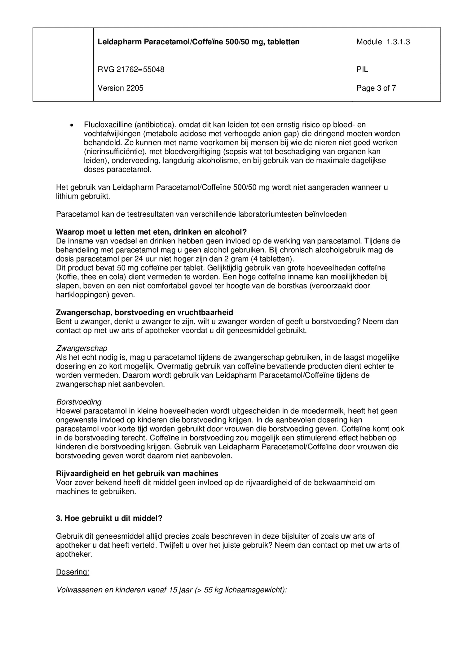 Paracetamol Coffeine Tabletten afbeelding van document #3, bijsluiter