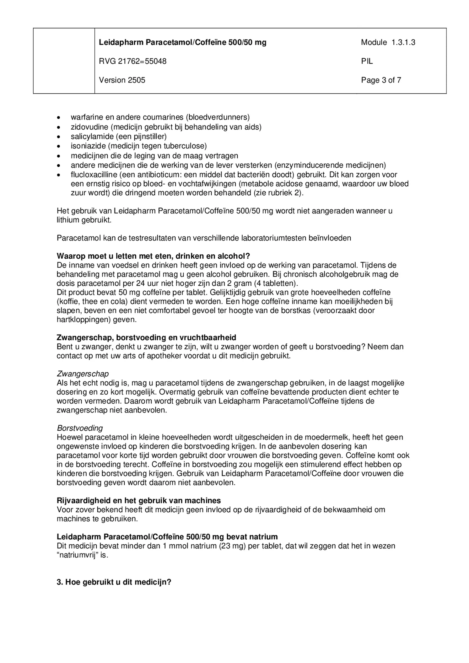 Paracetamol Coffeine Tabletten afbeelding van document #3, bijsluiter