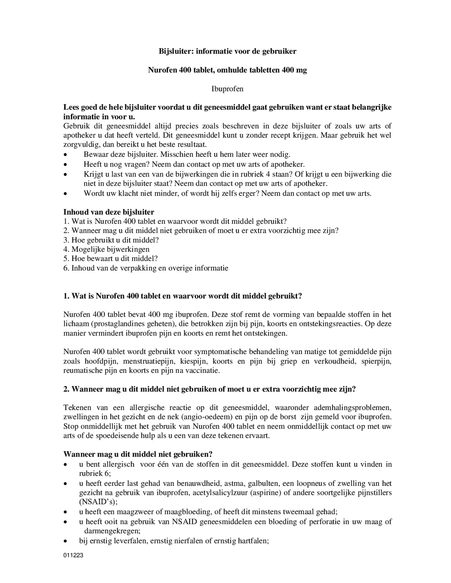 400mg Tabletten afbeelding van document #1, bijsluiter