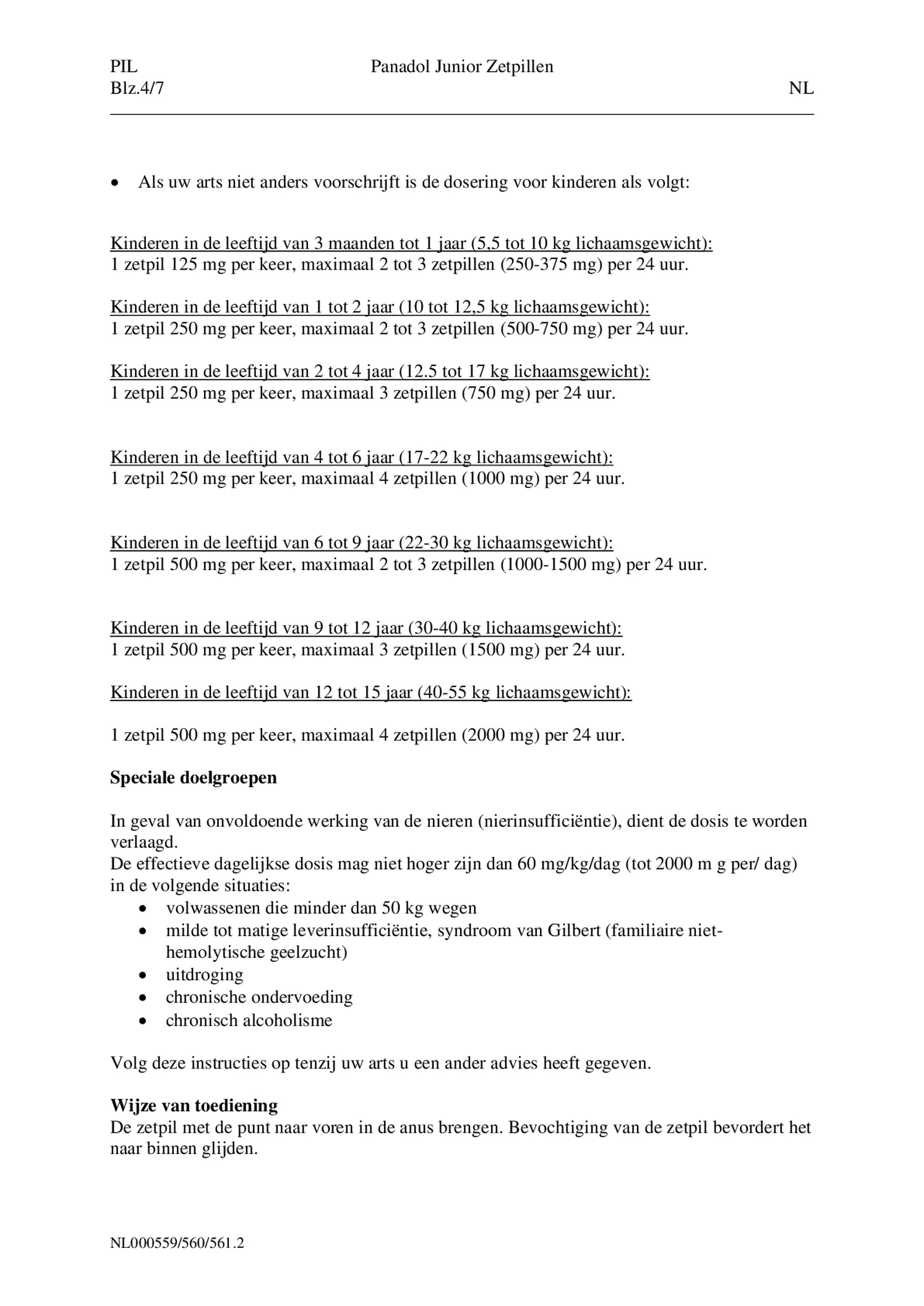 Junior Zetpillen 250mg 1-6 Jaar afbeelding van document #4, bijsluiter