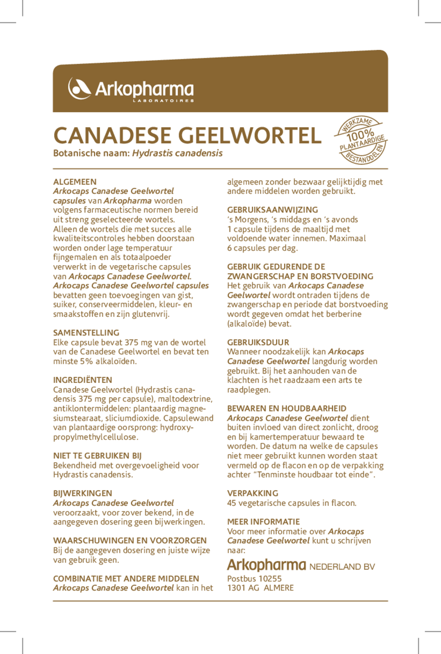 Canadese Geelwortel Capsules afbeelding van document #1, gebruiksaanwijzing