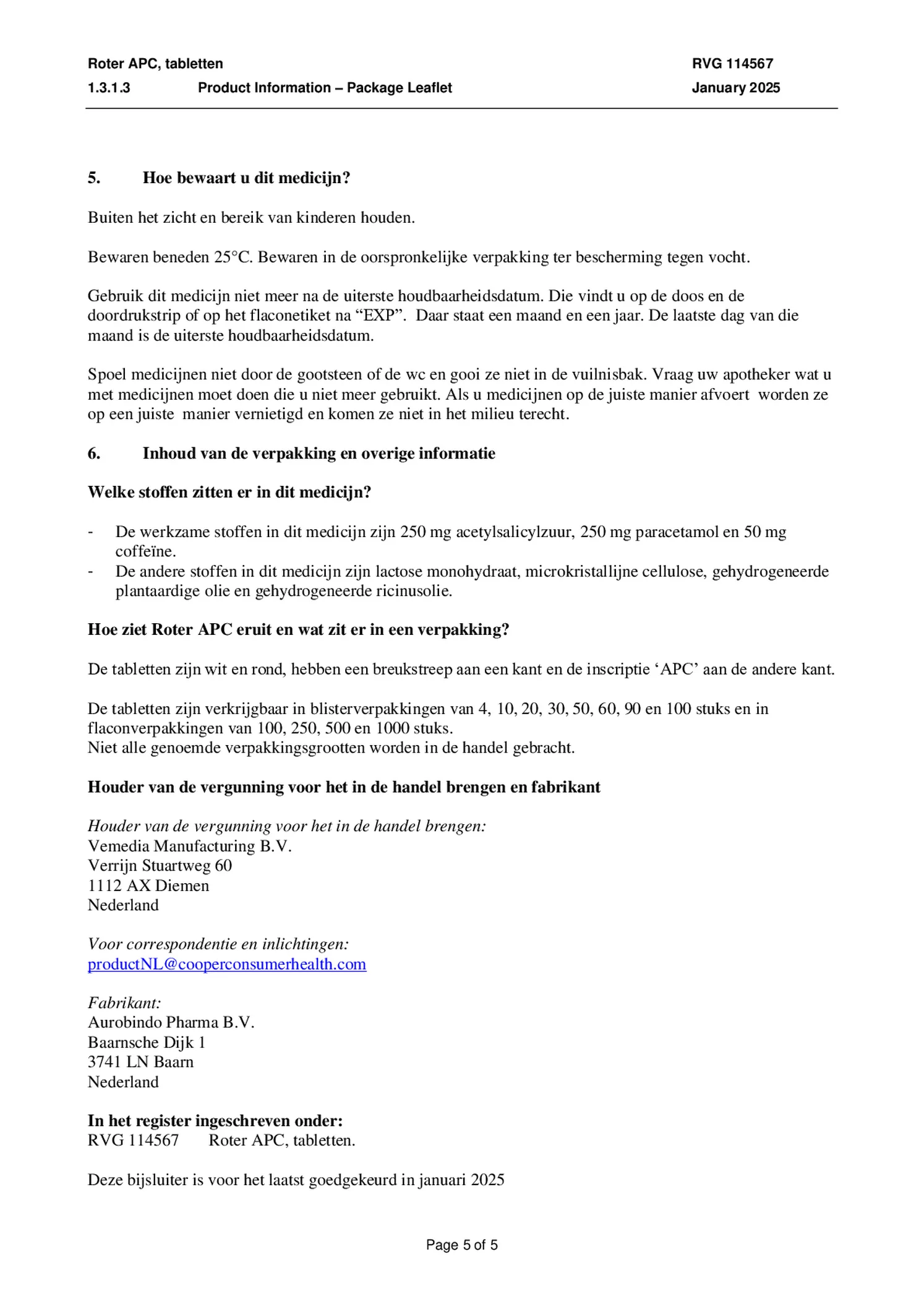 APC Tabletten afbeelding van document #5, bijsluiter