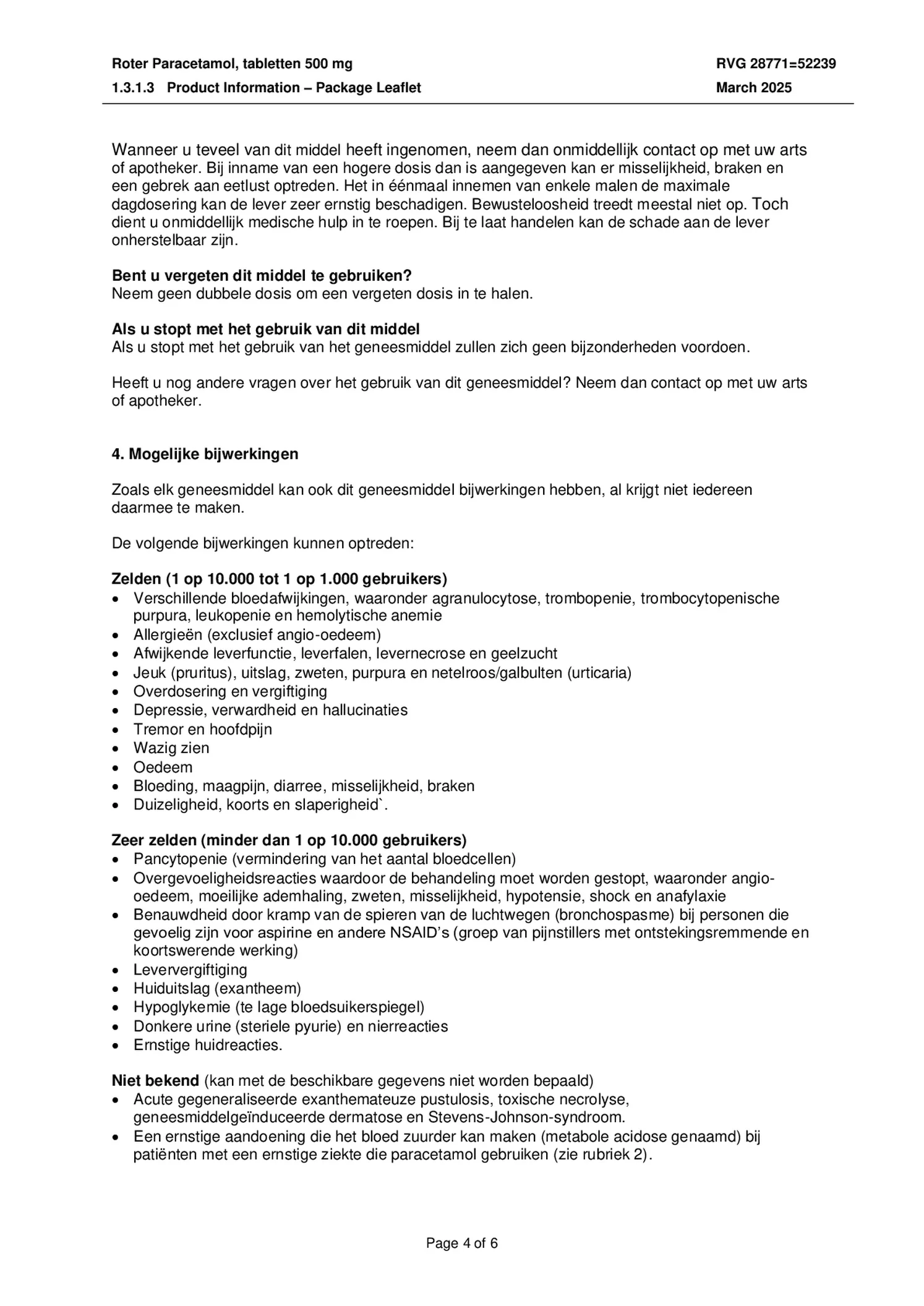 Paracetamol Tabletten 500mg afbeelding van document #4, bijsluiter