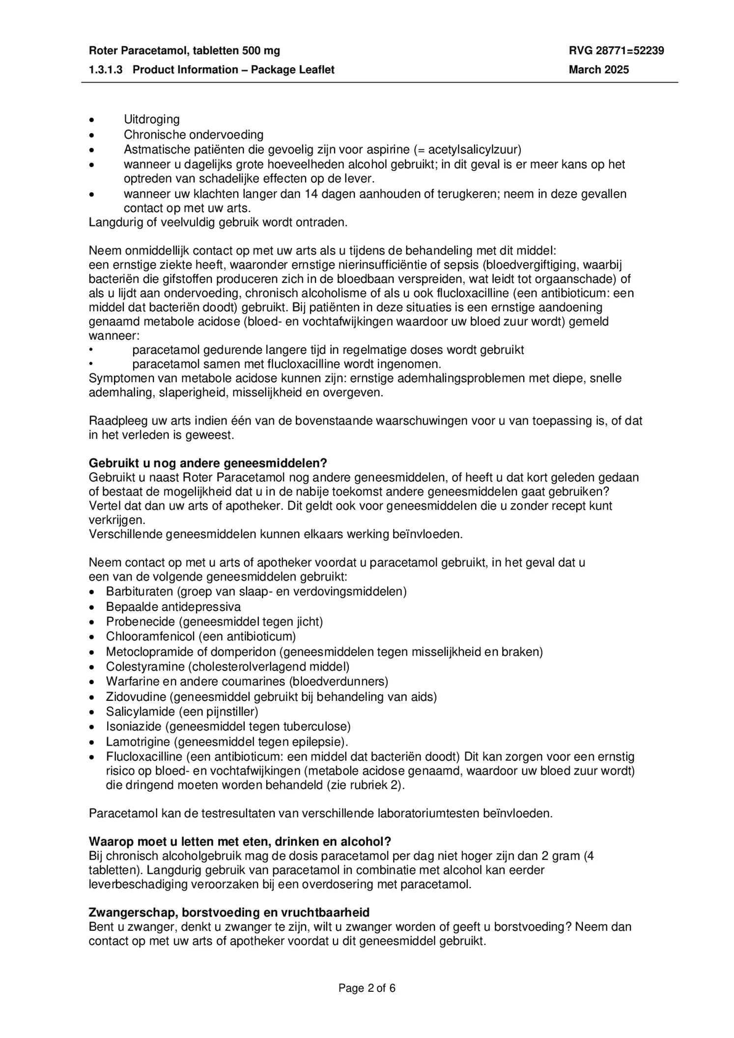 Paracetamol Tabletten 500mg afbeelding van document #2, bijsluiter