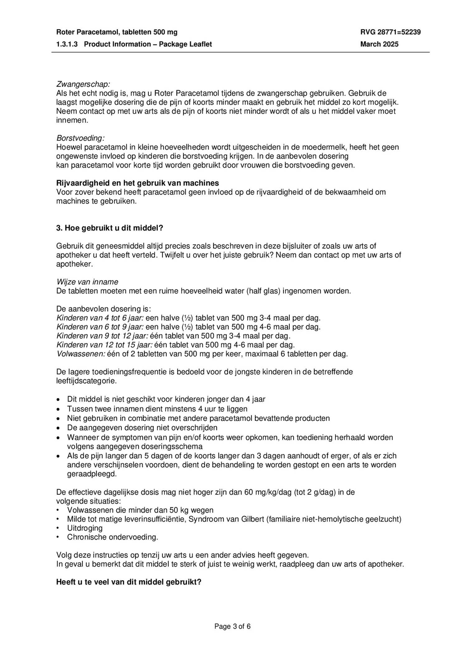 Paracetamol Tabletten 500mg afbeelding van document #3, bijsluiter