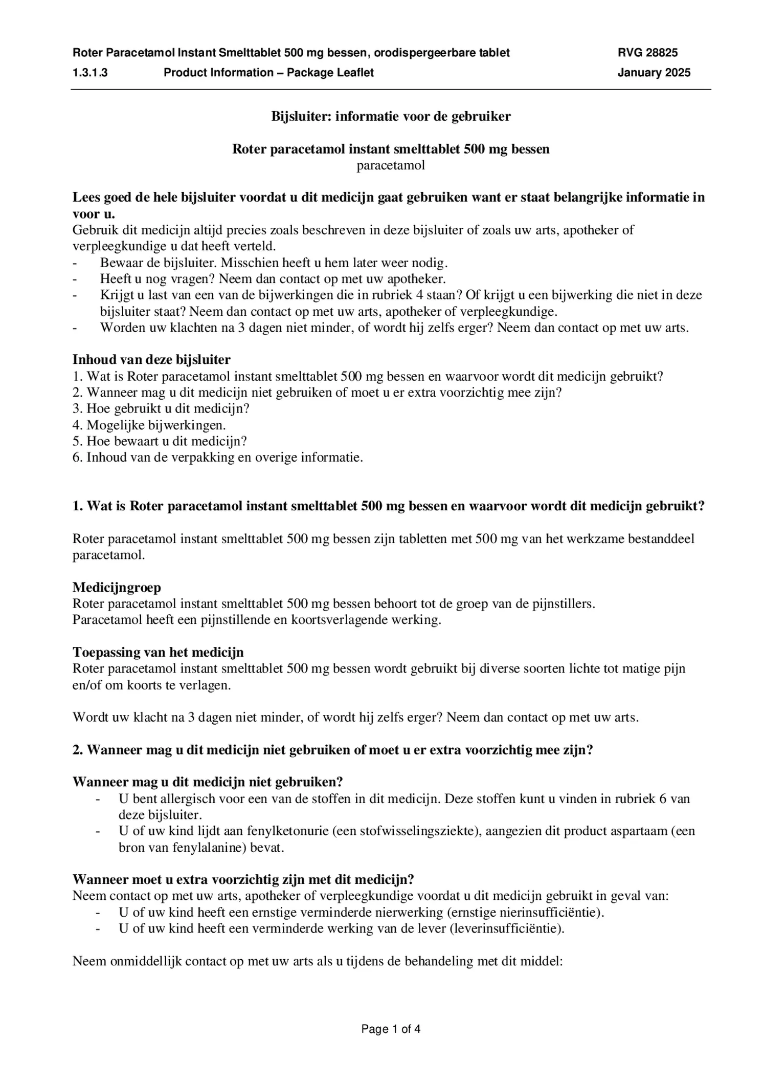 Paracetamol Instant Smelttabletten 500mg afbeelding van document #1, bijsluiter