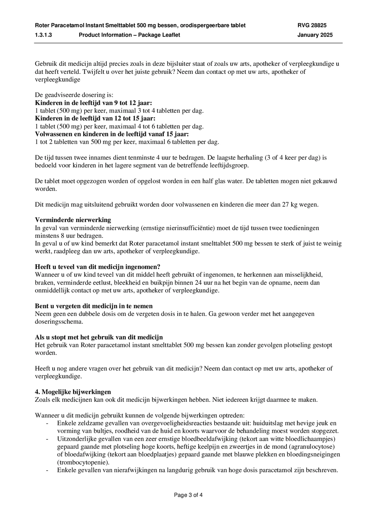 Paracetamol Instant Smelttabletten 500mg afbeelding van document #3, bijsluiter