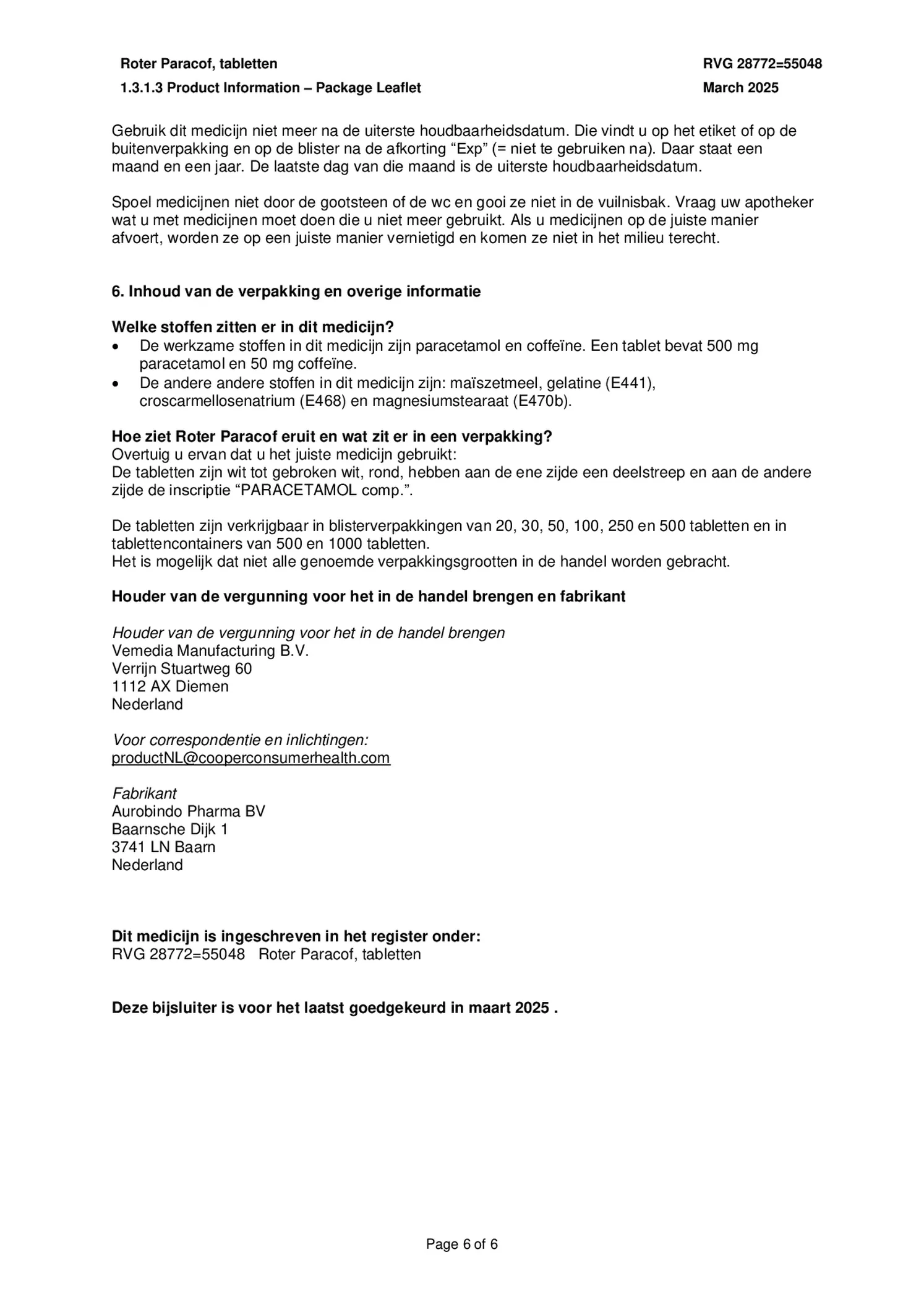 Paracof Tabletten 500mg / 50mg afbeelding van document #6, bijsluiter