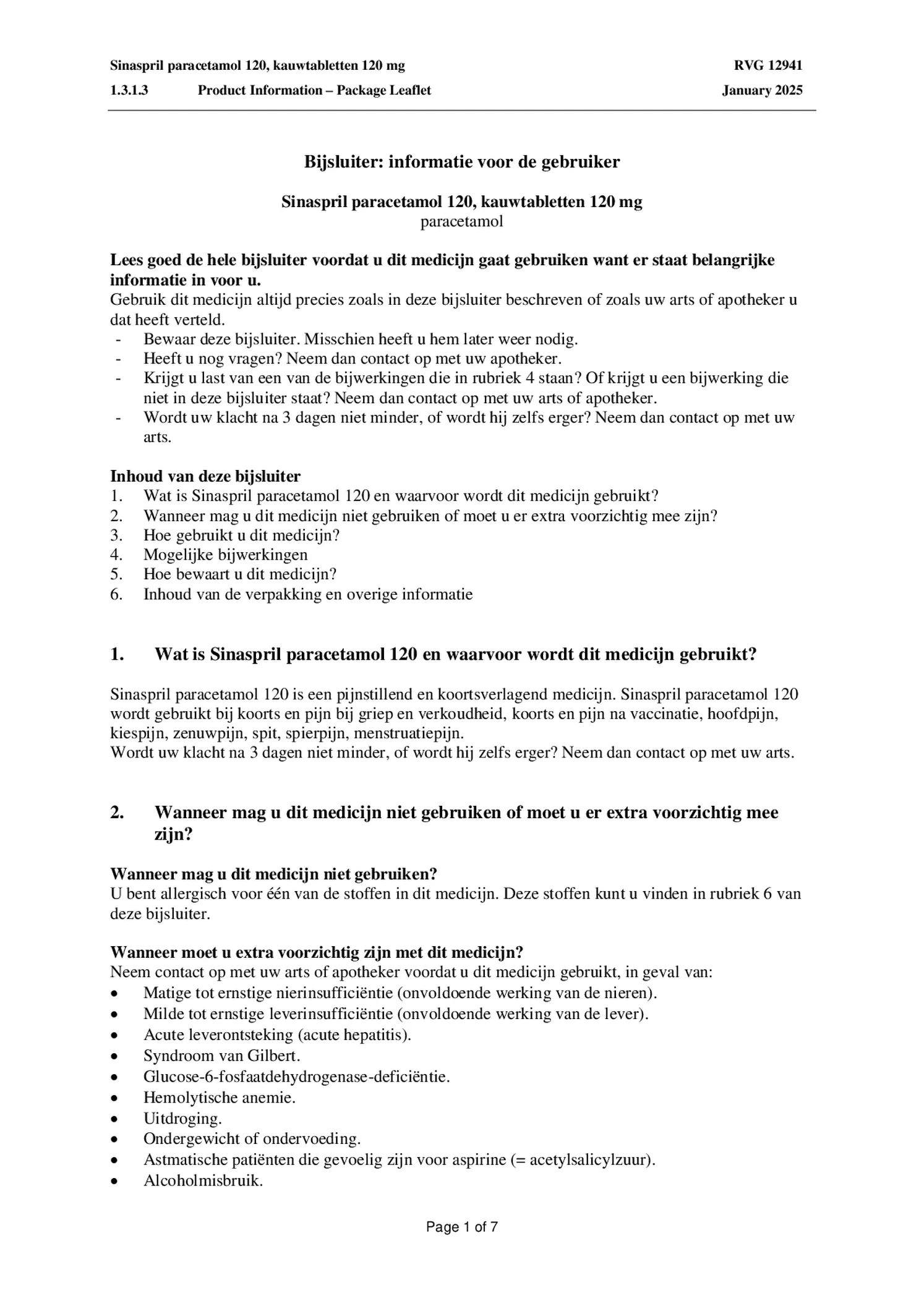 Paracetamol Tabletten 120mg afbeelding van document #1, bijsluiter