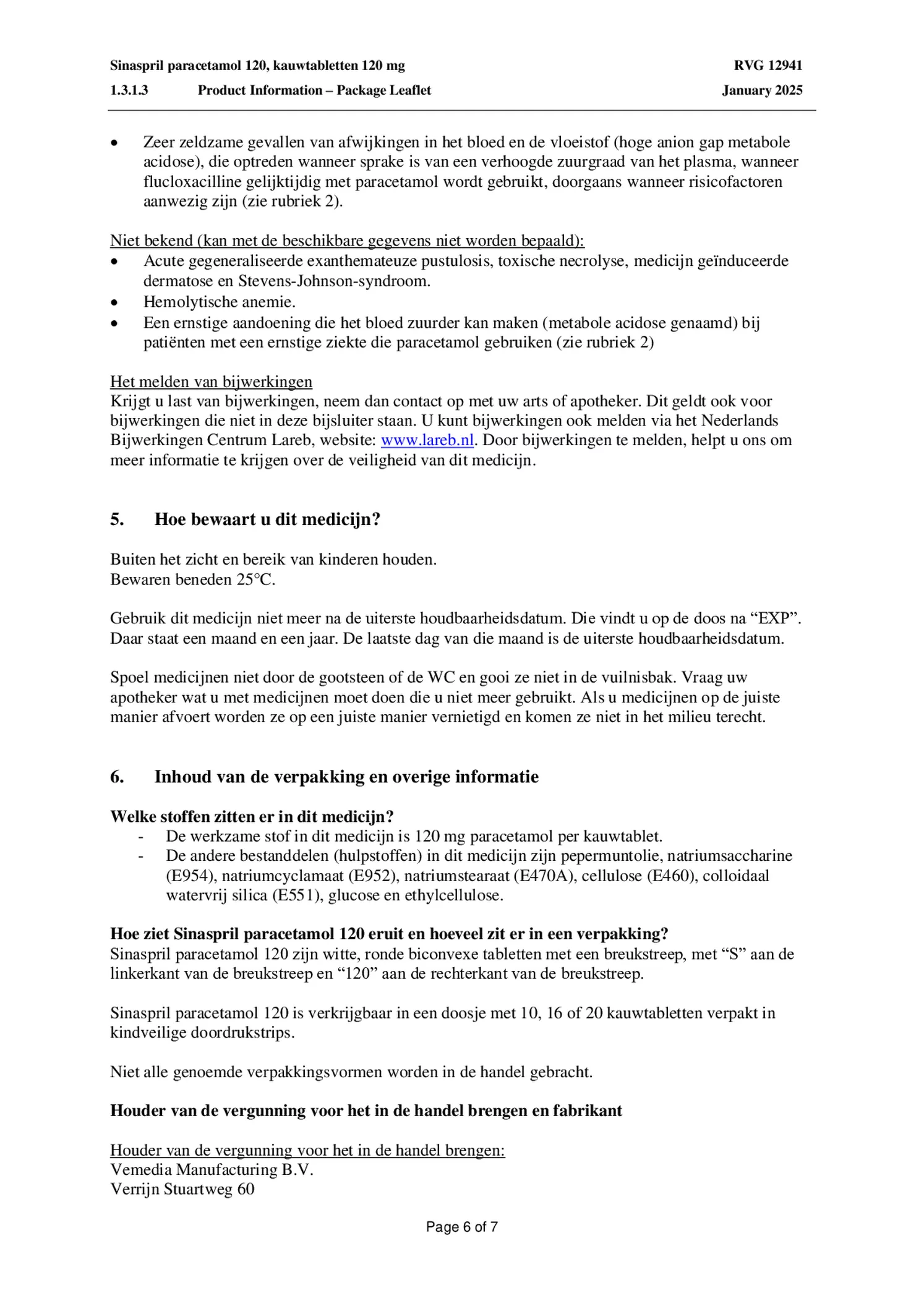 Paracetamol Tabletten 120mg afbeelding van document #6, bijsluiter