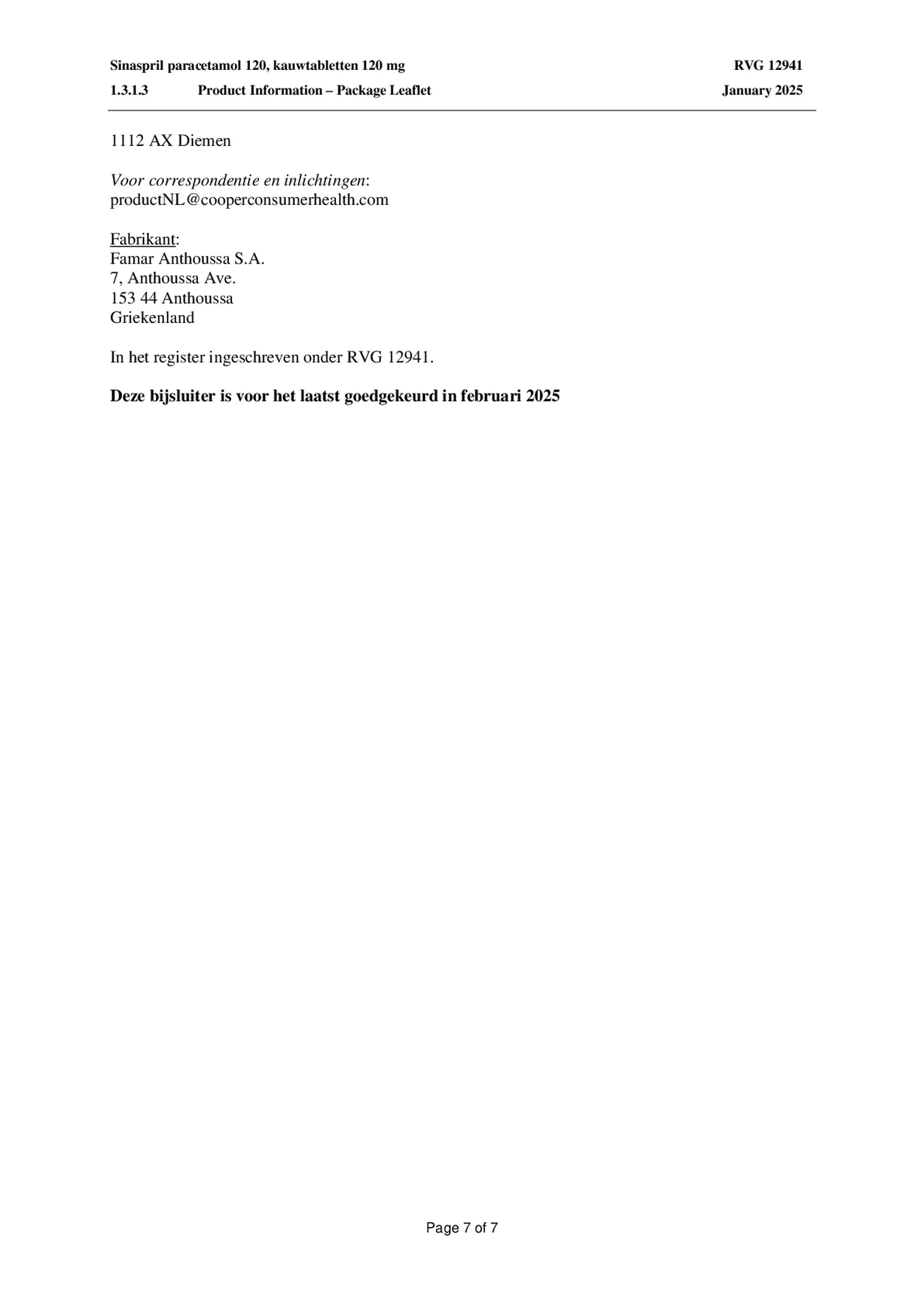 Paracetamol Tabletten 120mg afbeelding van document #7, bijsluiter