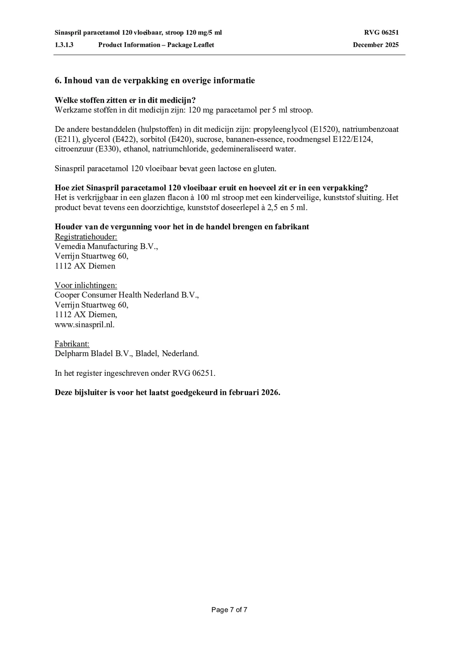 Paracetamol 120 Vloeibaar afbeelding van document #7, bijsluiter