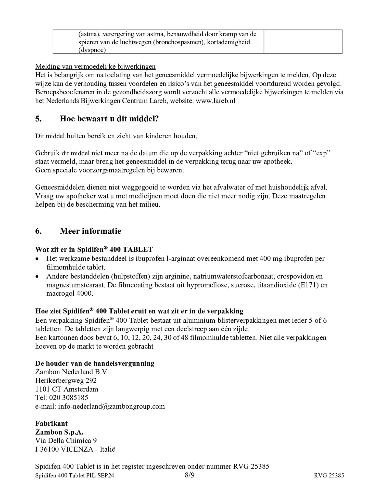 400 Tablet afbeelding van document #8, bijsluiter