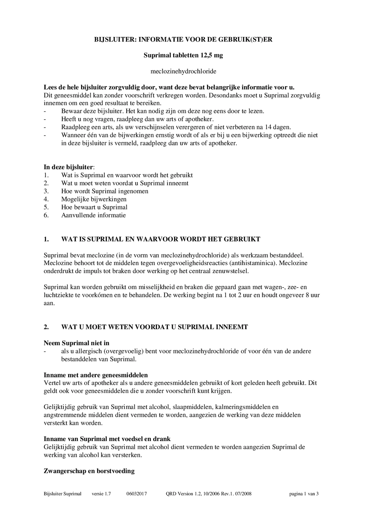 Reistabletten 12,5mg afbeelding van document #1, bijsluiter