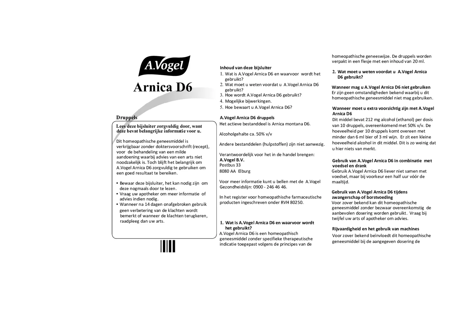 Arnica D6 Druppels afbeelding van document #1, bijsluiter