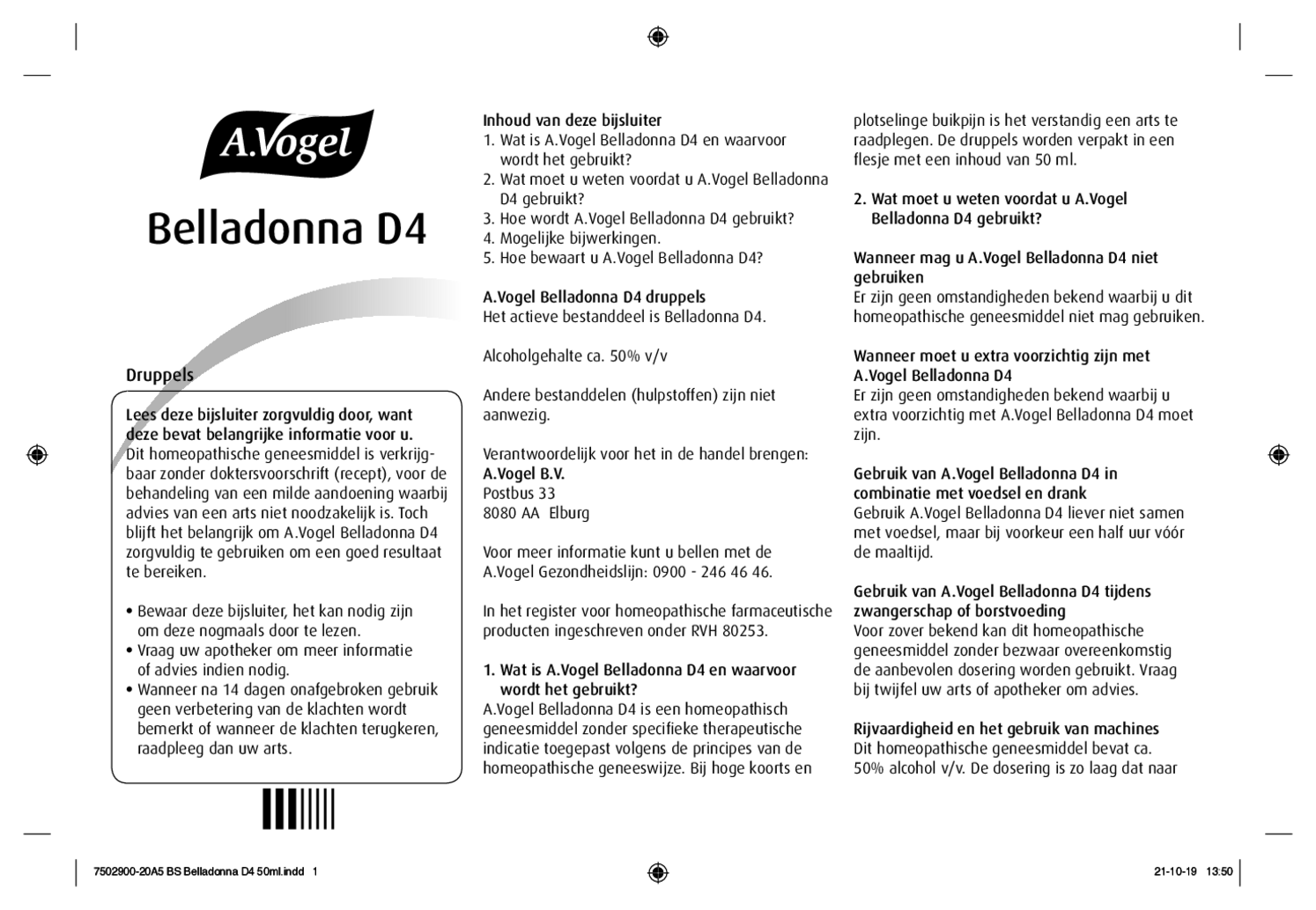 Belladonna D4 Druppels afbeelding van document #1, bijsluiter