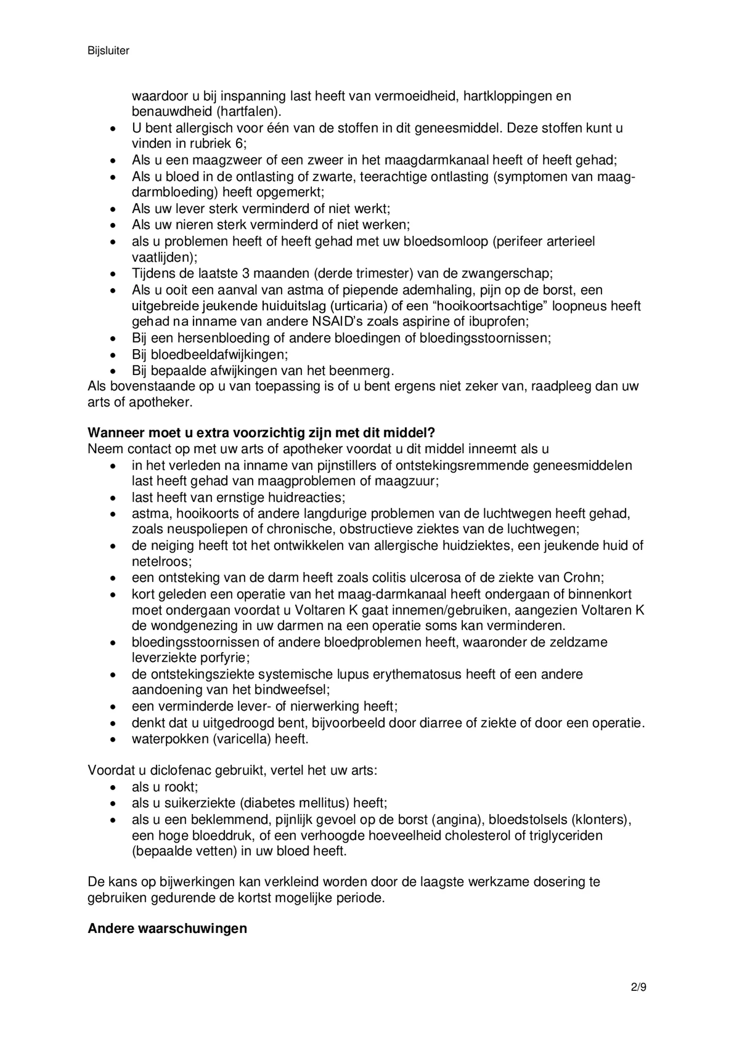 K 12,5 mg  pijnstiller Filmomhulde Tabletten Diclofenac-Kalium afbeelding van document #2, bijsluiter
