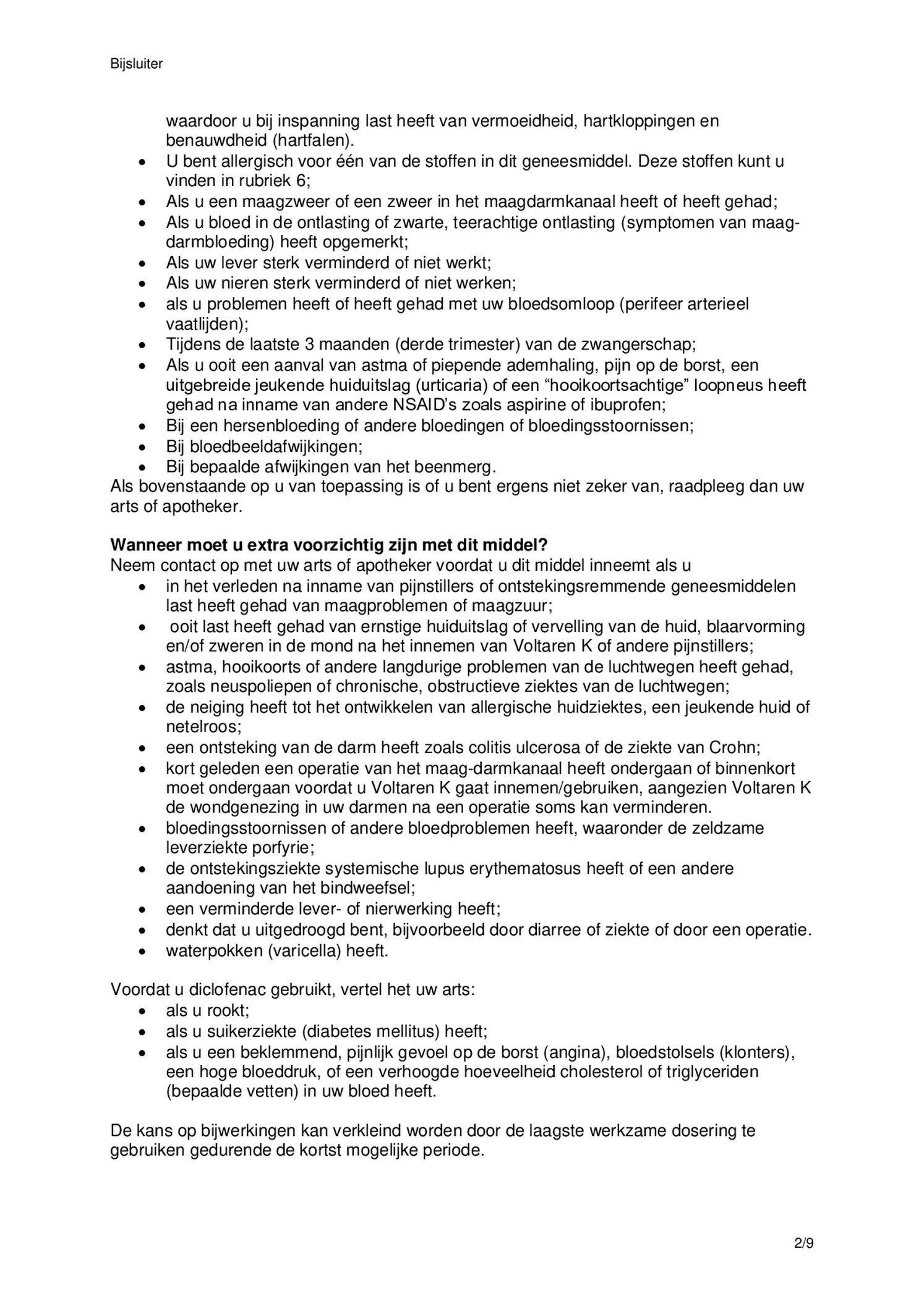 K 12,5 mg pijnstiller Filmomhulde Tabletten Diclofenac-Kalium afbeelding van document #2, bijsluiter