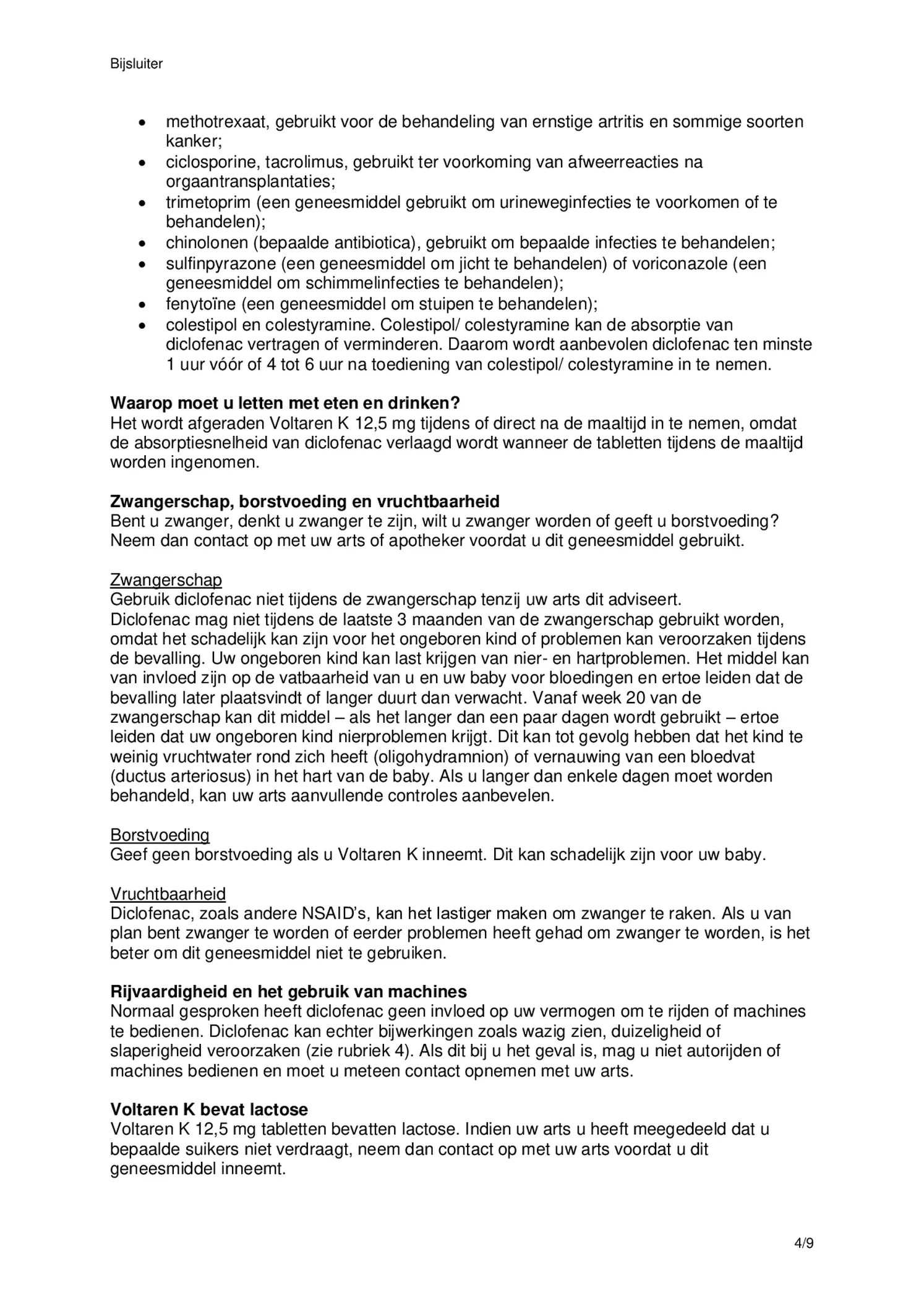 K 12,5 mg pijnstiller Filmomhulde Tabletten Diclofenac-Kalium afbeelding van document #4, bijsluiter