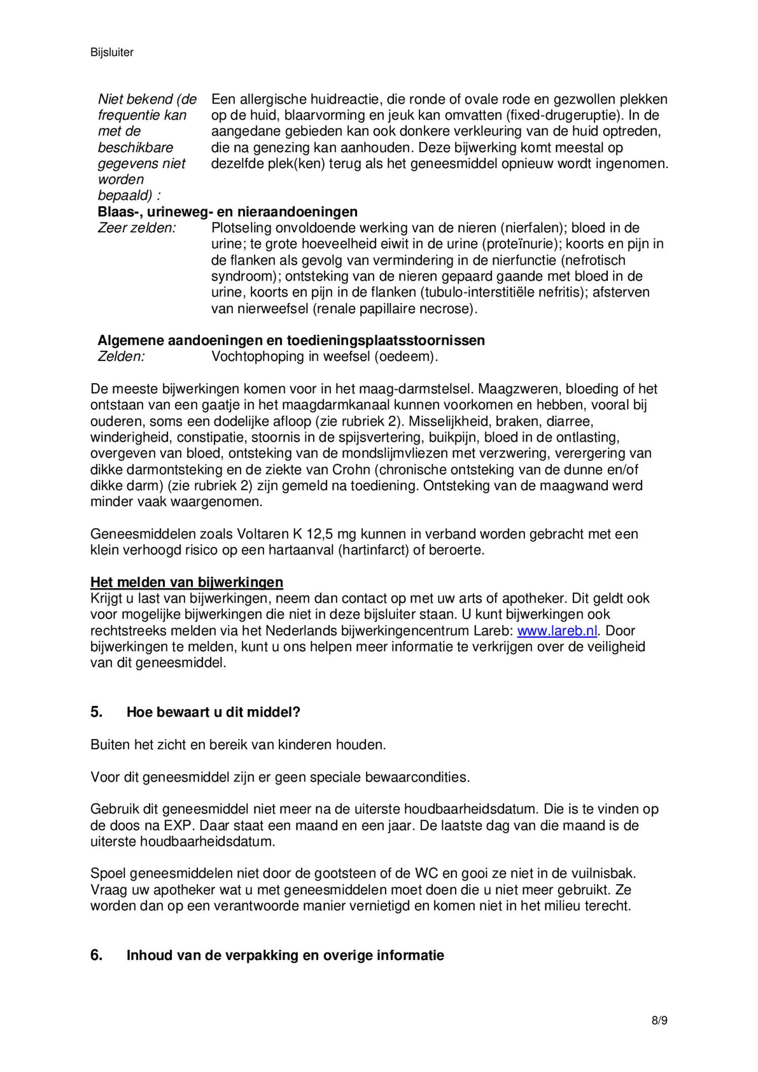 K 12,5 mg  pijnstiller Filmomhulde Tabletten Diclofenac-Kalium afbeelding van document #8, bijsluiter