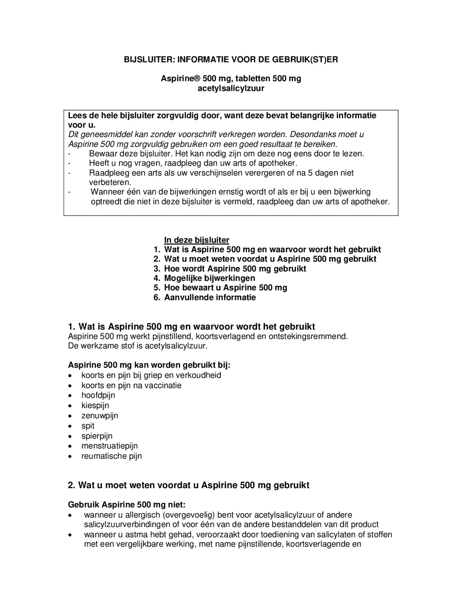 500mg Tabletten afbeelding van document #1, bijsluiter