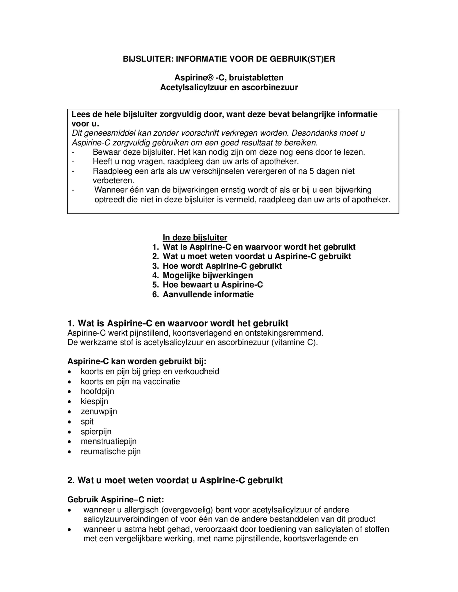 C Bruistabletten afbeelding van document #1, bijsluiter